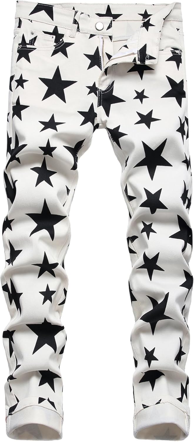 Men's Casual Stylish Straight Slim Fit Jeans Young Hiphop Skinny Denim Pants