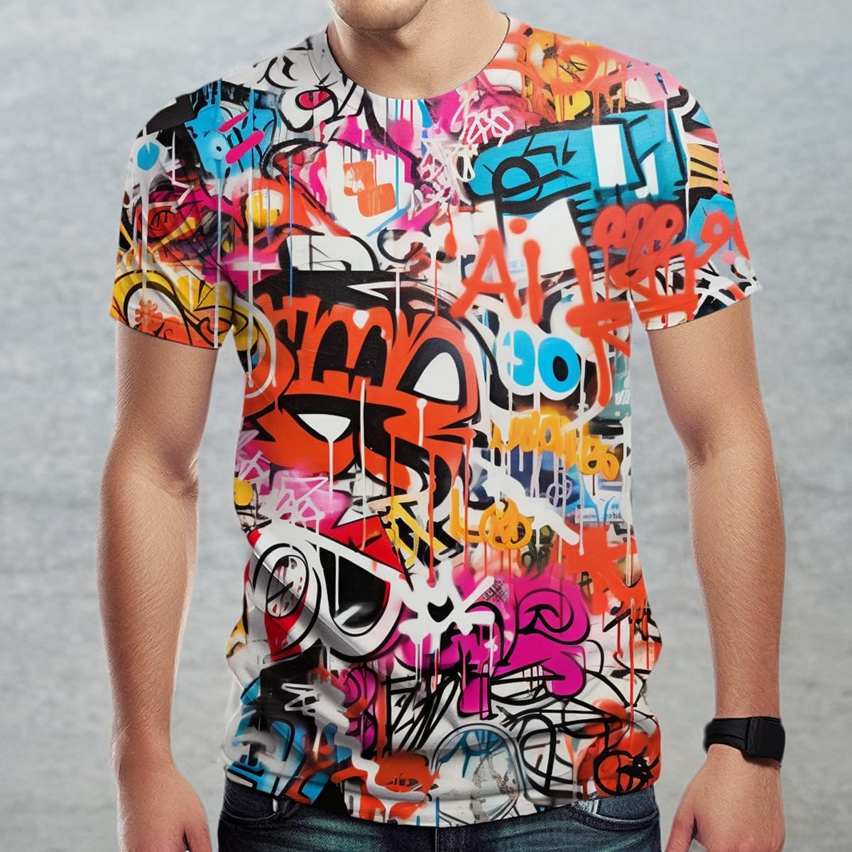 Mens Hip Hop Hipster Crew Neck Short Sleeve T-Shirt