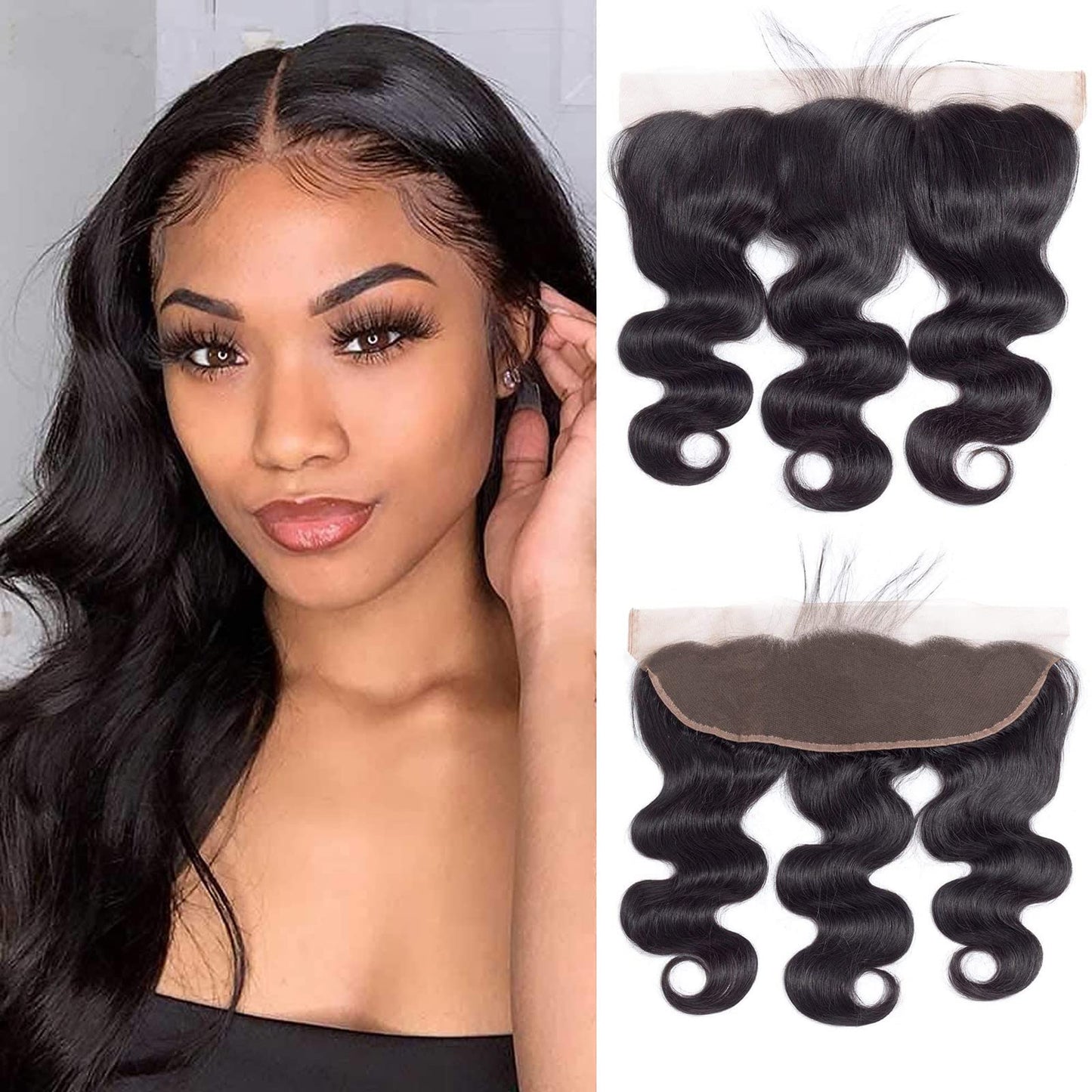 Hd Closure 5x5 Straight Closure 5x5 Transparent Lace Closure 12A Virgin Remy Human Hair Frontal Closure Pre Plucked With Baby Hair Natural Black Color(14inch)