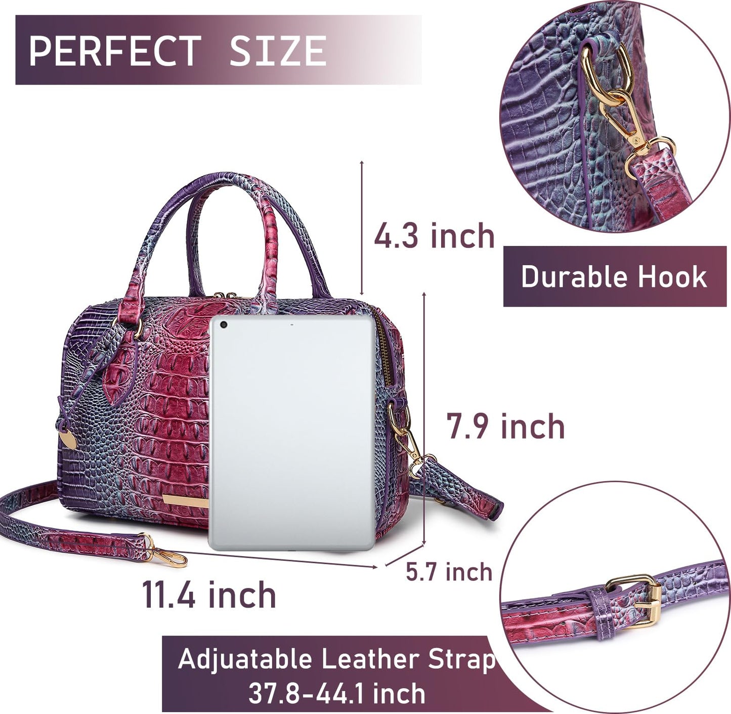 Top-Handle Crocodile Purses For Women Crossbody Leather Bags Trendy Large Capacity Tote with Shoulder Strap