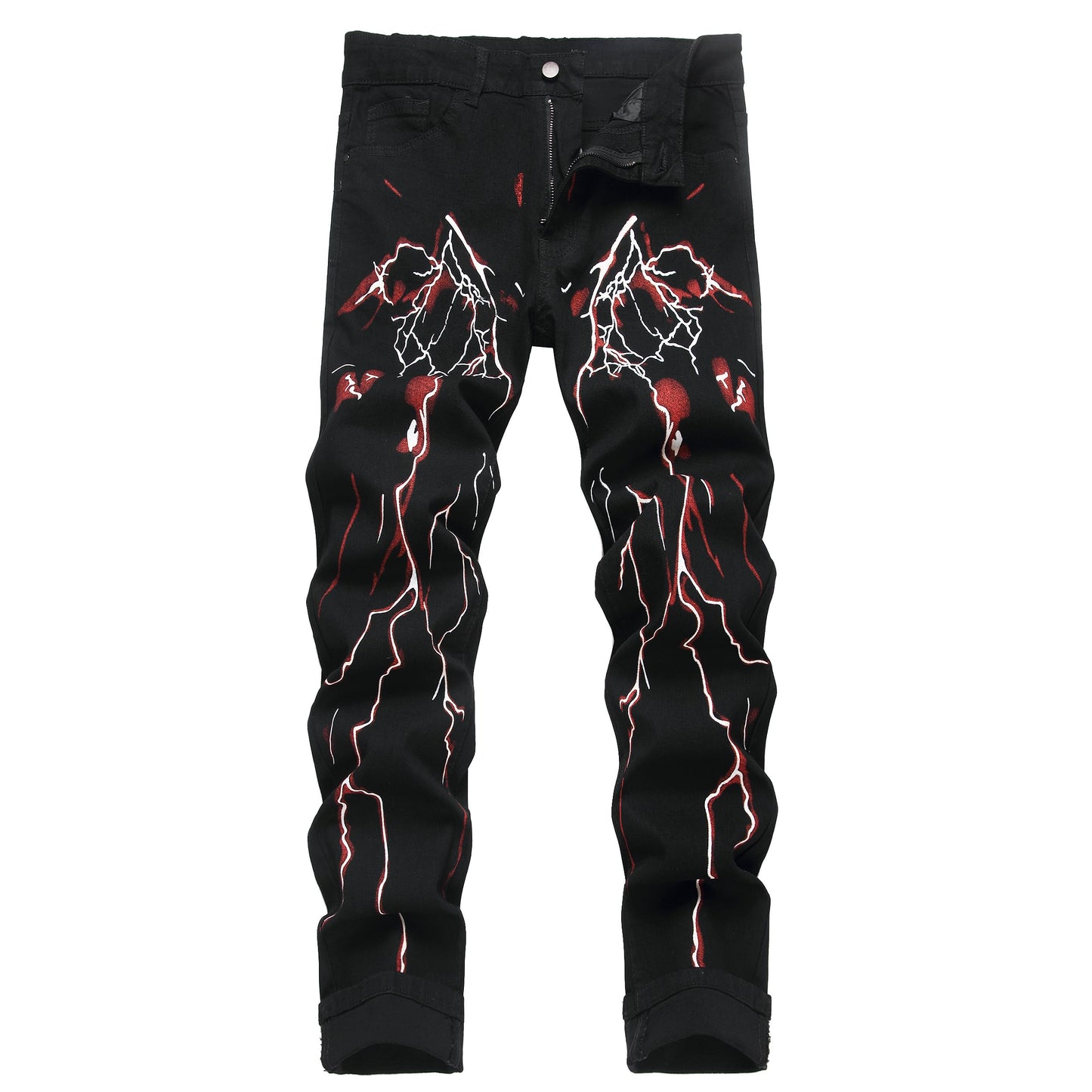 Men's Slim-fit Stretch Denim Jeans Featuring a Ripped Stretch Regular Pants