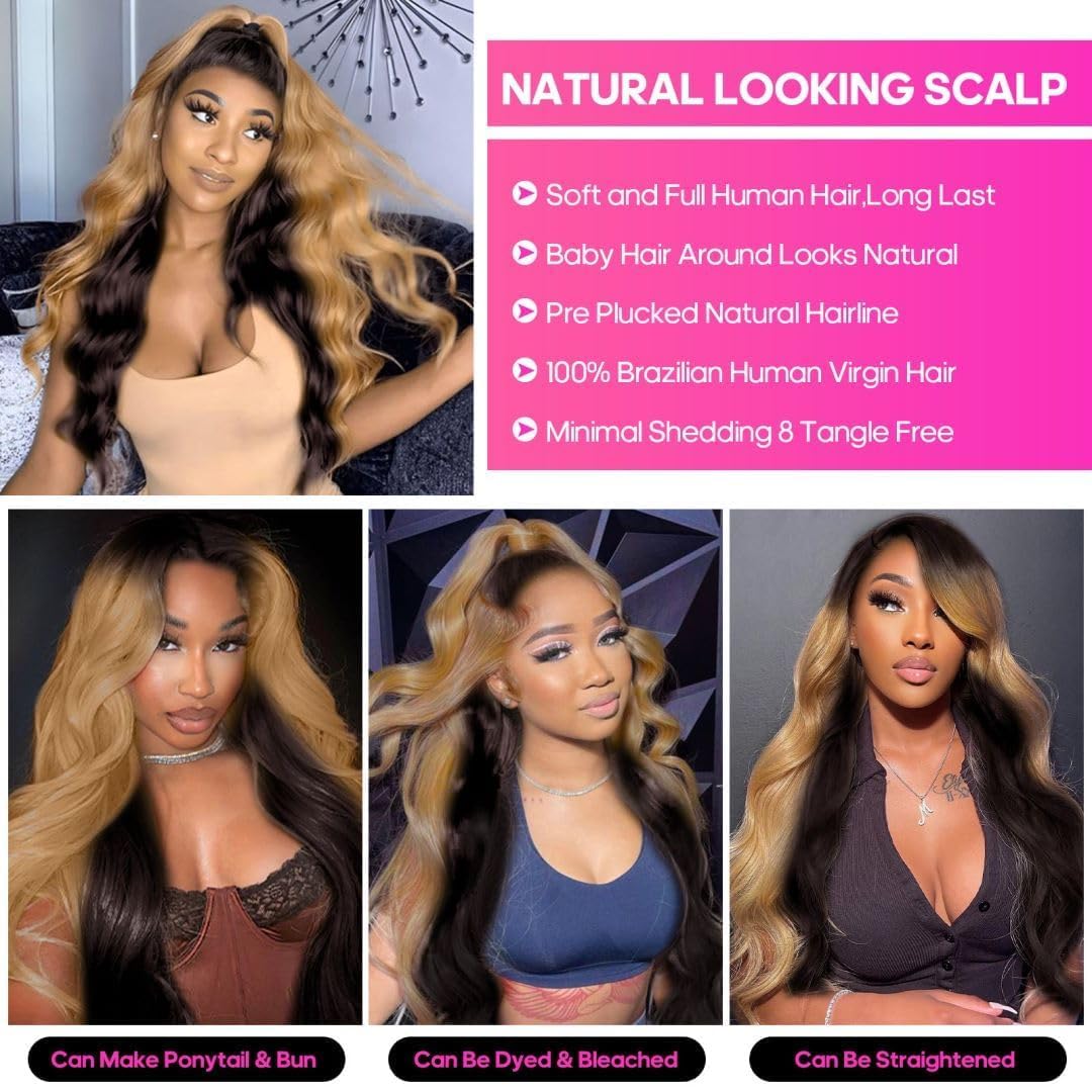 MEGOOD 200% Density Reddish Brown Deep Wave Lace Front Wigs Human Hair 13x4 HD Transparent Curly Human Hair Wig Pre Plucked 13X4 Ginger Wig Human Hair Glueless Colored Wigs With Baby Hair 18inch