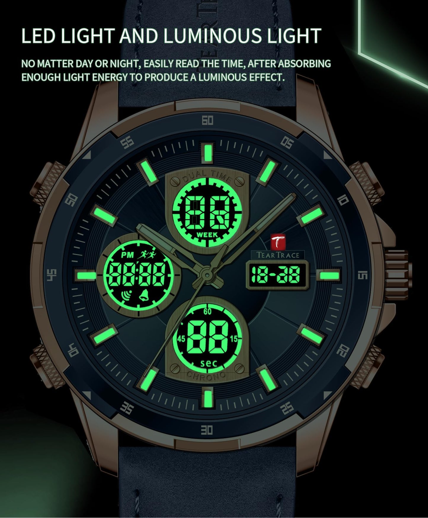Watches for Men Analog Quartz Waterproof Sport Men’s Watch Tonneau Chronograph Luminous Fashionable Unique Casual Watch with Silicone Strap