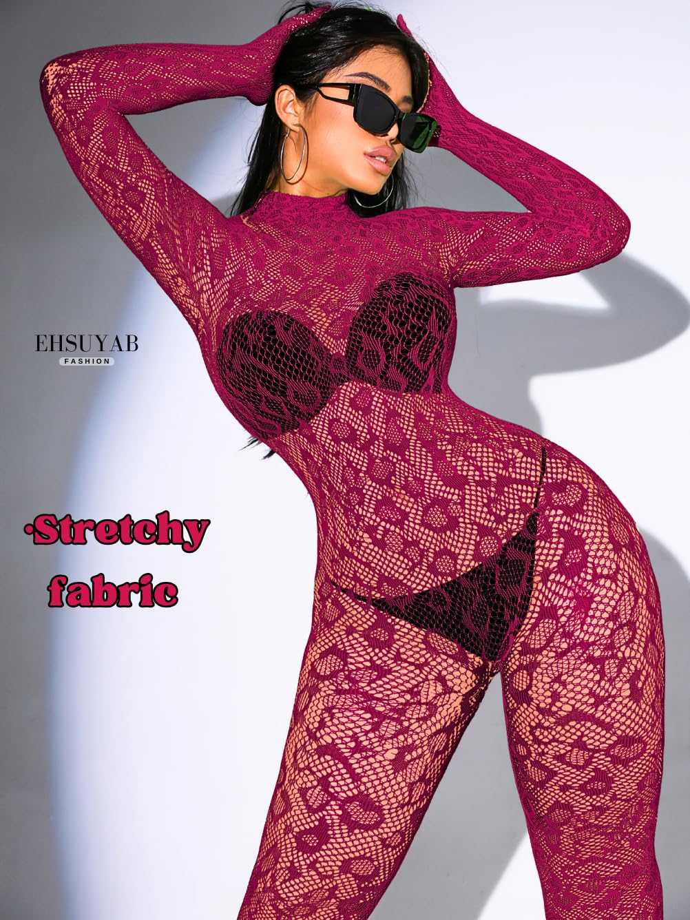 Sexy Lace Leopard Jumpsuit For Women, Fishnet Bodysuit Glow Party Club, Poster One Piece Mesh Full Body Rave Outfits