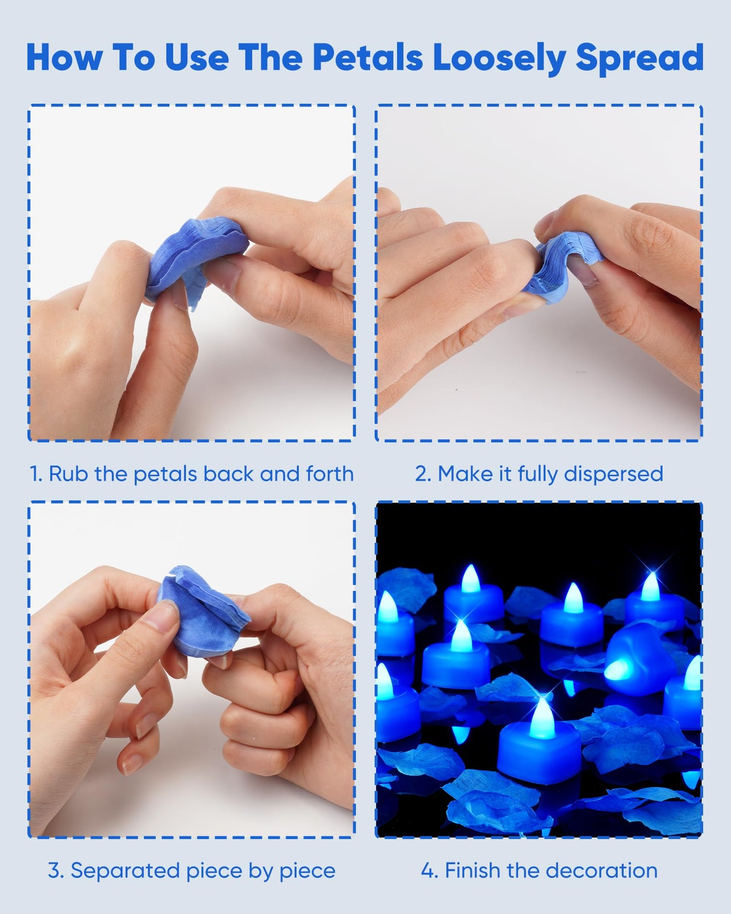 Amagic 1000 Pieces Artificial Rose Petals with 12 Heart LED Tea Lights Candles Kit, Rose Petals and Candles Set for Proposal, Anniversary, Valentine's Day, Special Romantic Night, Wedding Table Decor