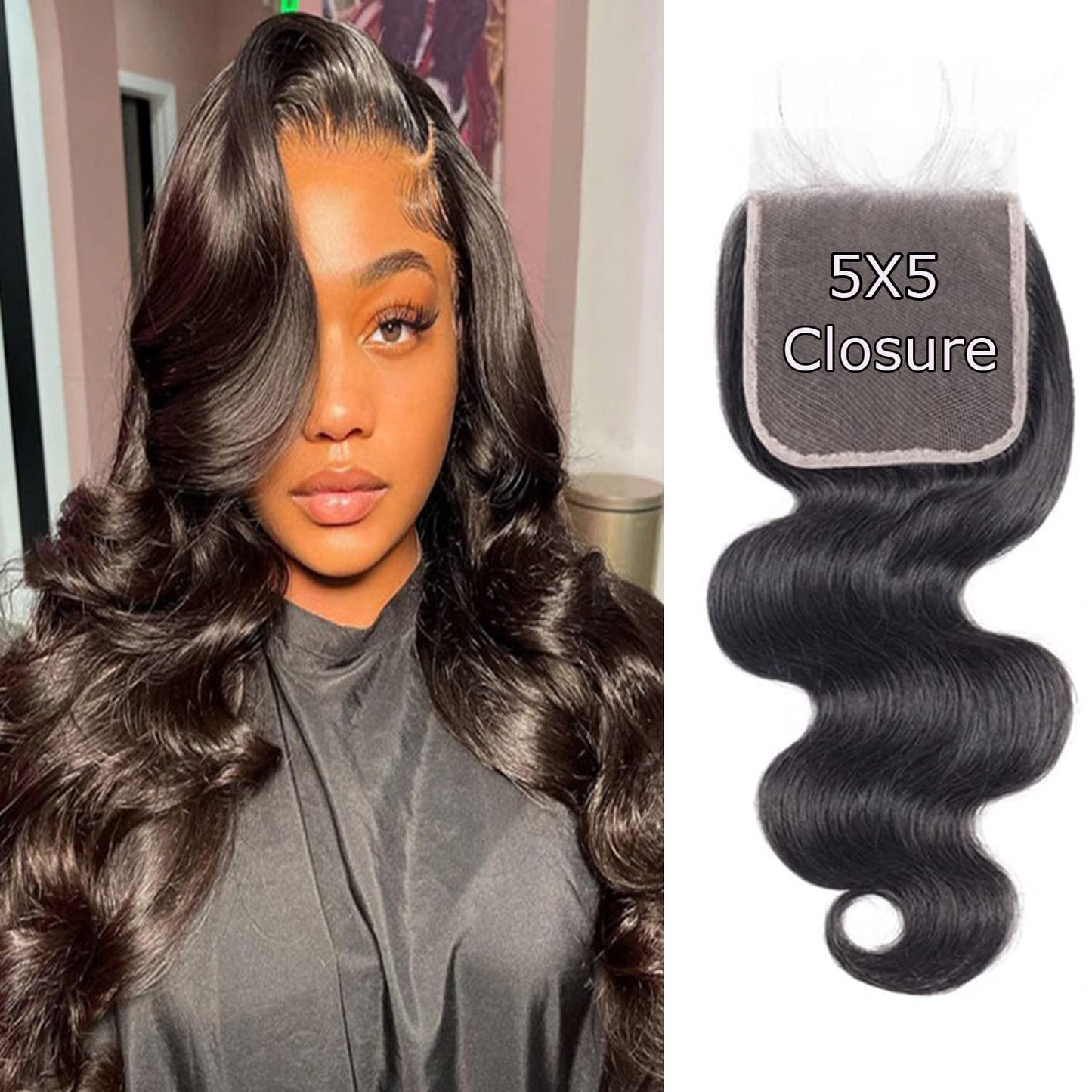 Hd Closure 5x5 Straight Closure 5x5 Transparent Lace Closure 12A Virgin Remy Human Hair Frontal Closure Pre Plucked With Baby Hair Natural Black Color(14inch)