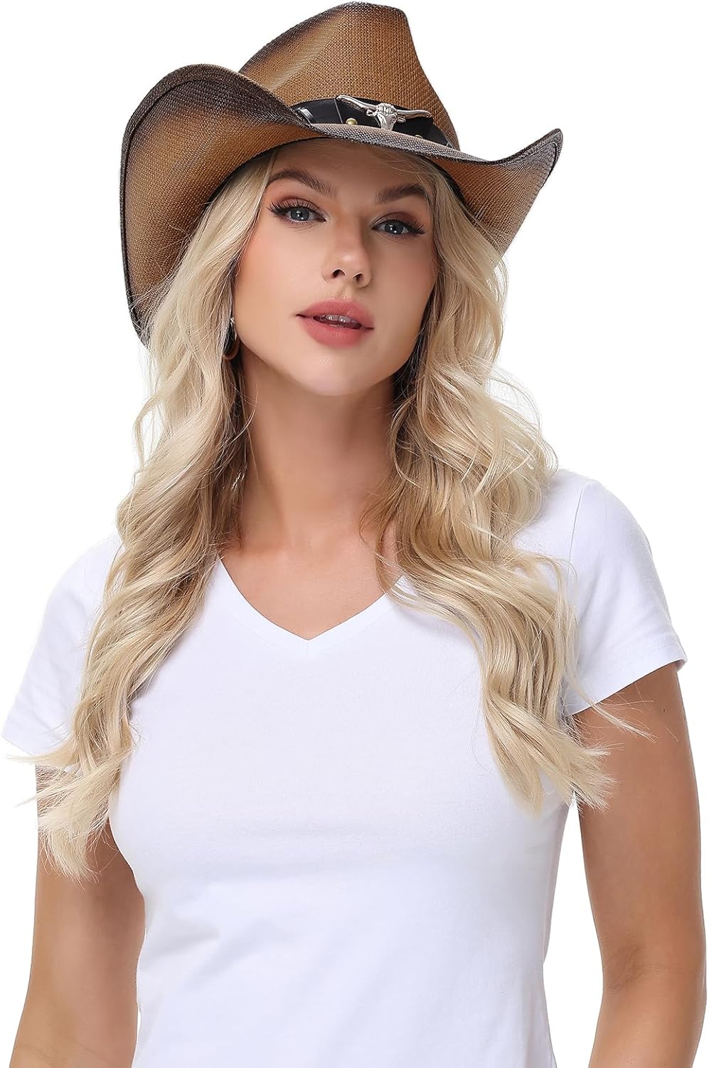 Cowboy Hat,Cowgirl Hat,Western Cowboy Hats for Women/Mens/Straw Wide with Shapeable Brim Cowboy Hat for Womens