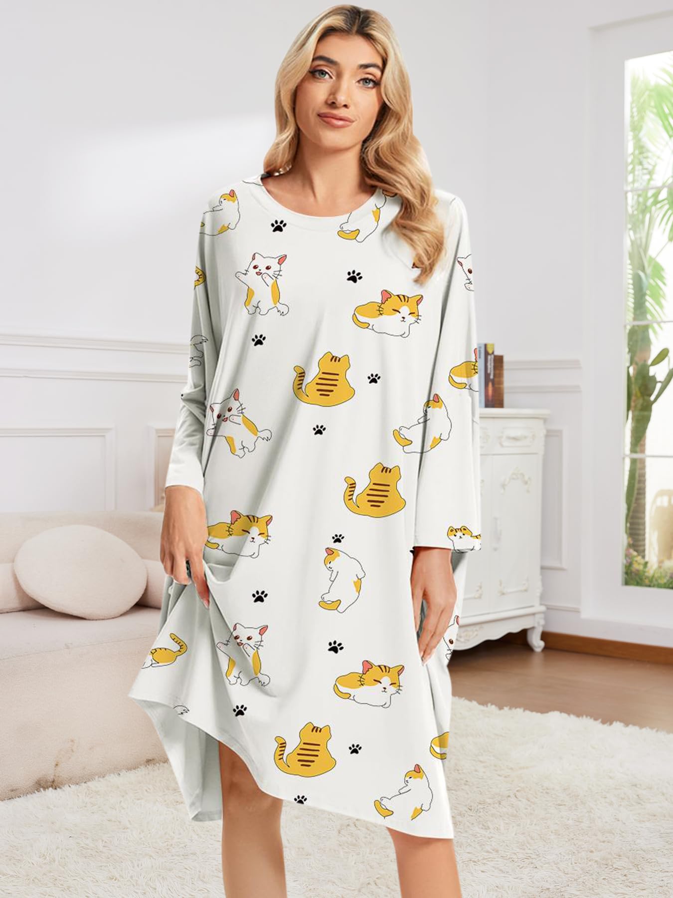 Plus Size Moo Moos for Women Oversized Sleep Shirts for Women Oversized Nightgown with Pocket Fit S-5XL
