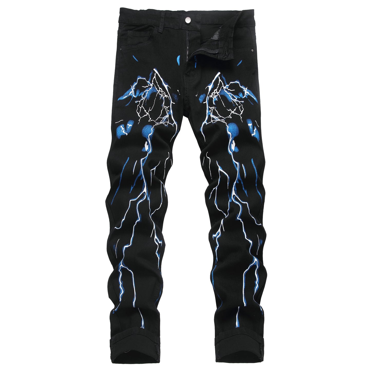 Men's Slim-fit Stretch Denim Jeans Featuring a Ripped Stretch Regular Pants