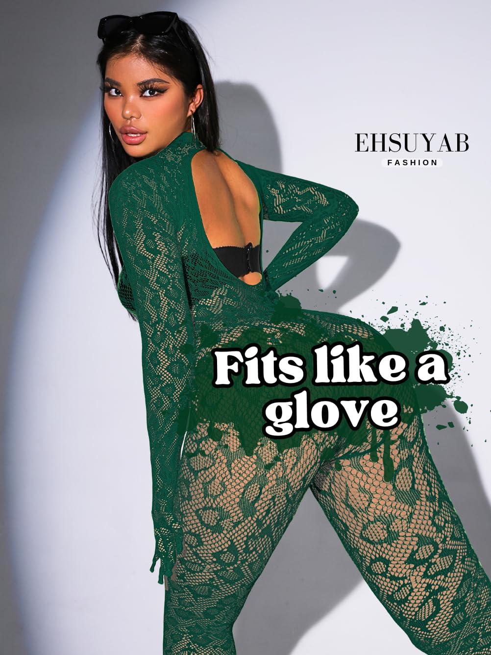 Sexy Lace Leopard Jumpsuit For Women, Fishnet Bodysuit Glow Party Club, Poster One Piece Mesh Full Body Rave Outfits
