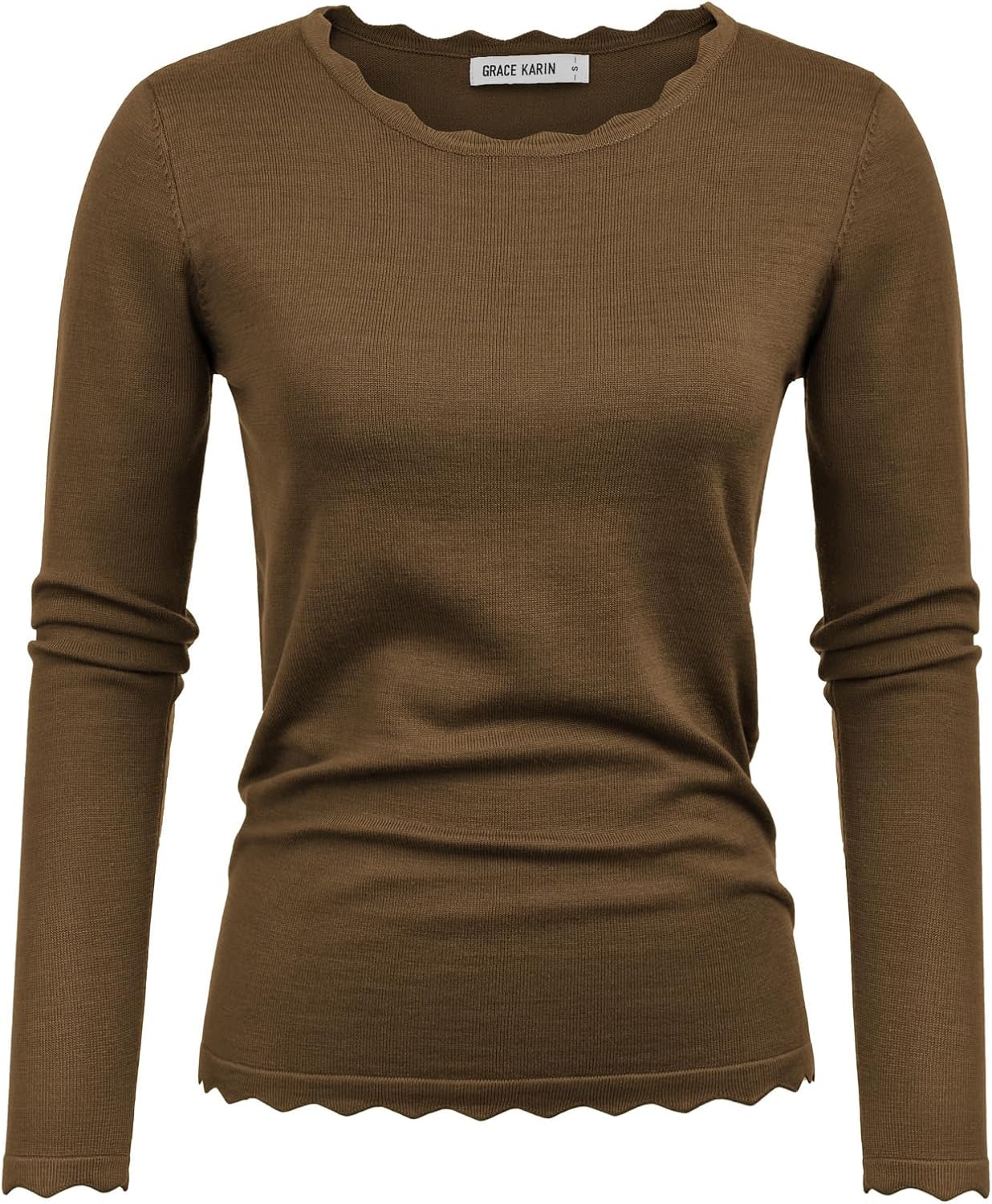 GRACE KARIN Women's High Stretchy Long Sleeve Pullover Sweater Blouse Top