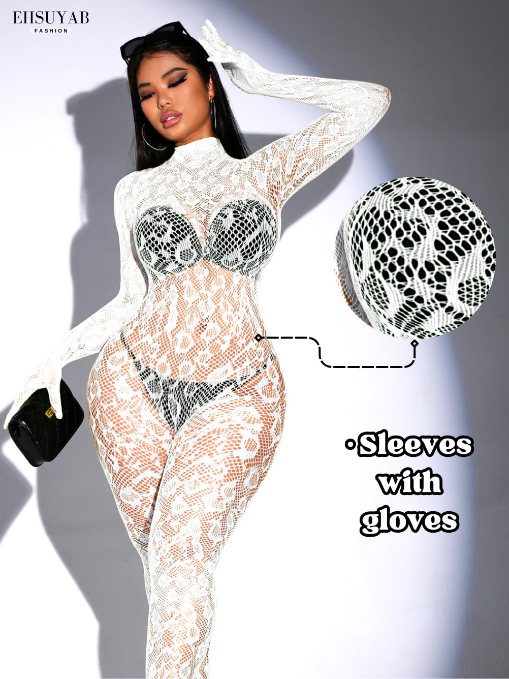 Sexy Lace Leopard Jumpsuit For Women, Fishnet Bodysuit Glow Party Club, Poster One Piece Mesh Full Body Rave Outfits