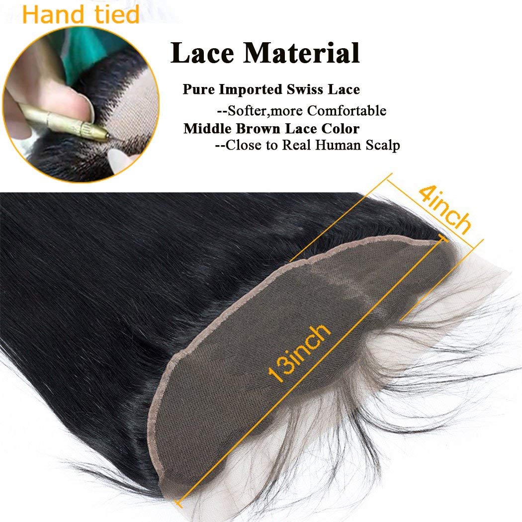 Hd Closure 5x5 Straight Closure 5x5 Transparent Lace Closure 12A Virgin Remy Human Hair Frontal Closure Pre Plucked With Baby Hair Natural Black Color(14inch)