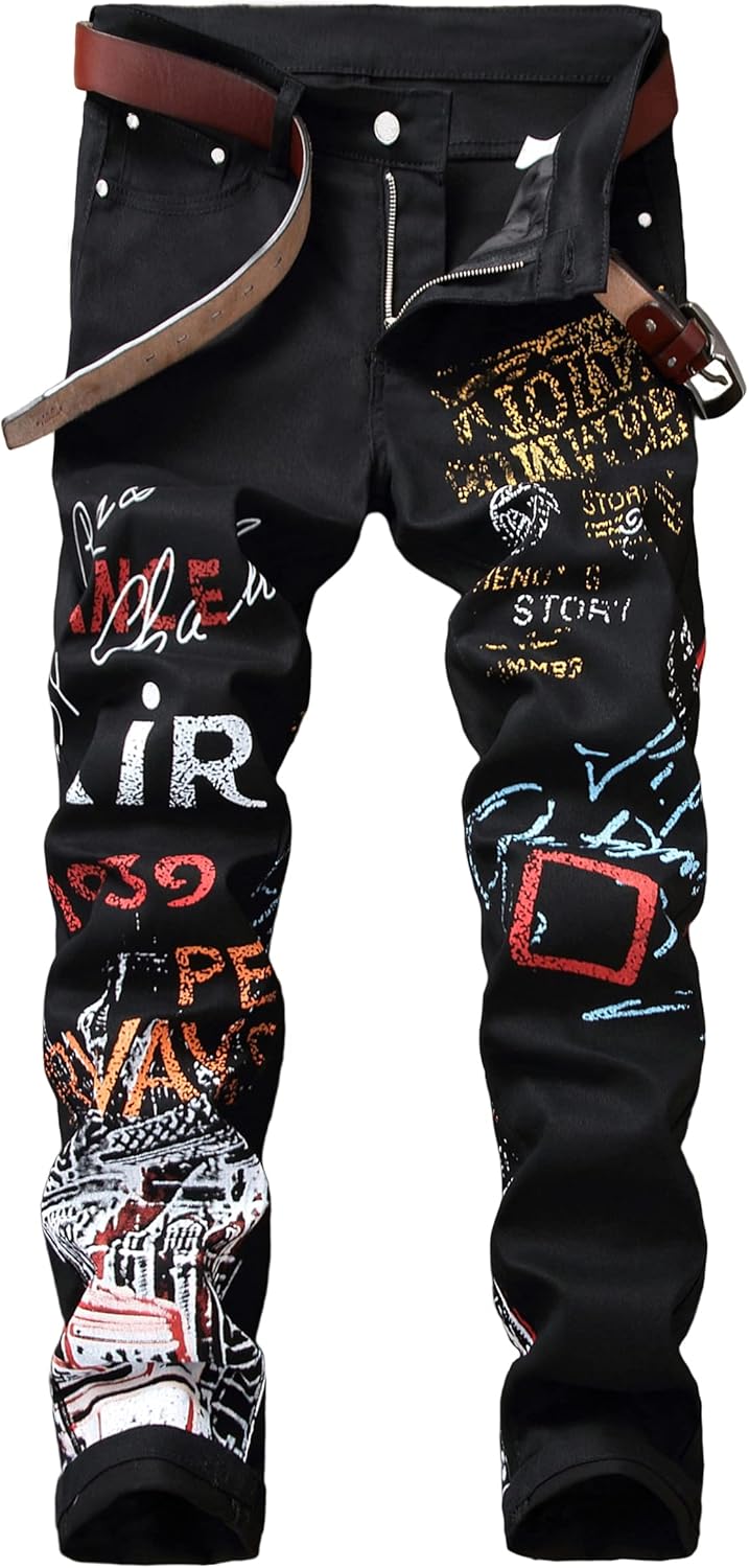 Men's Casual Stylish Straight Slim Fit Jeans Young Hiphop Skinny Denim Pants