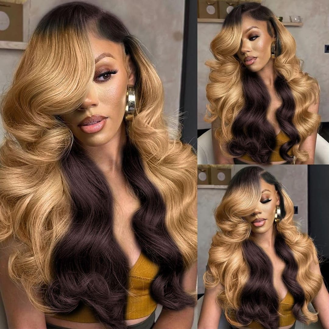 MEGOOD 200% Density Reddish Brown Deep Wave Lace Front Wigs Human Hair 13x4 HD Transparent Curly Human Hair Wig Pre Plucked 13X4 Ginger Wig Human Hair Glueless Colored Wigs With Baby Hair 18inch