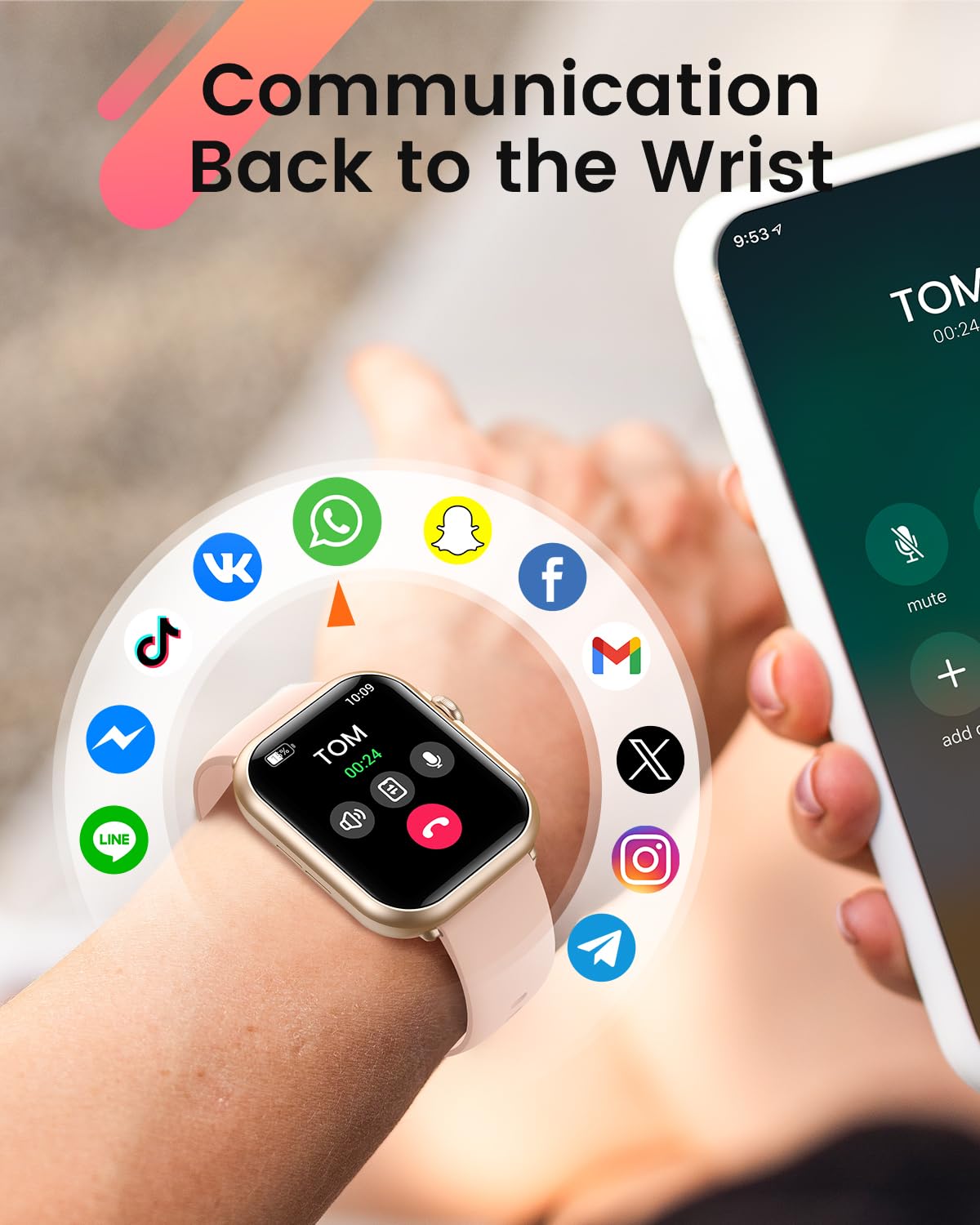 Smart Watch for Women for iPhone&Android: 100 Day+Battery Life, Smart watch(Answer/Make Calls) with 24/7 SpO2 Sleep Heart Rate Monitor,5ATM Waterproof,Fitness Tracker with 120+ Sport,Reloj Inteligente