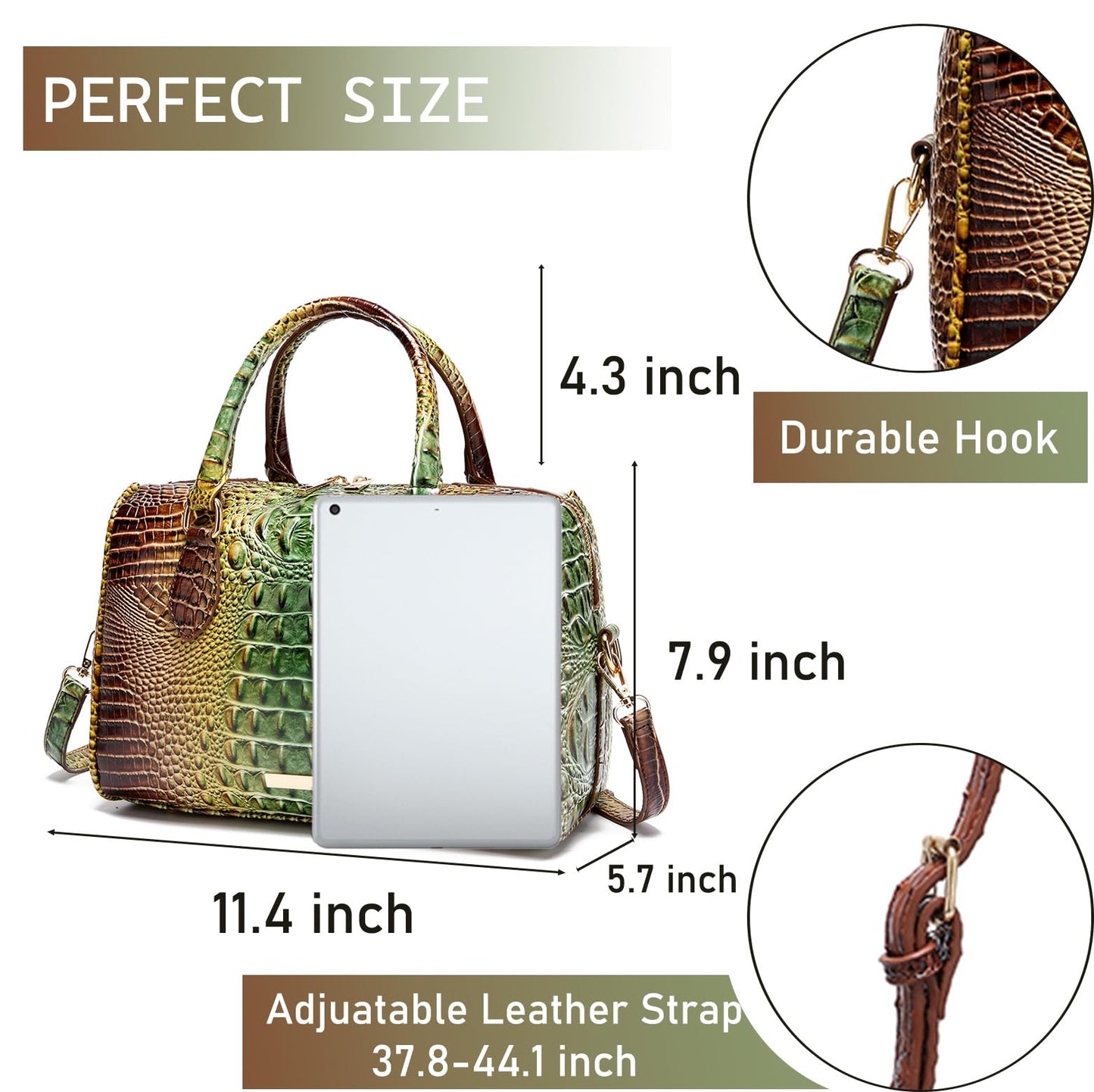 Top-Handle Crocodile Purses For Women Crossbody Leather Bags Trendy Large Capacity Tote with Shoulder Strap