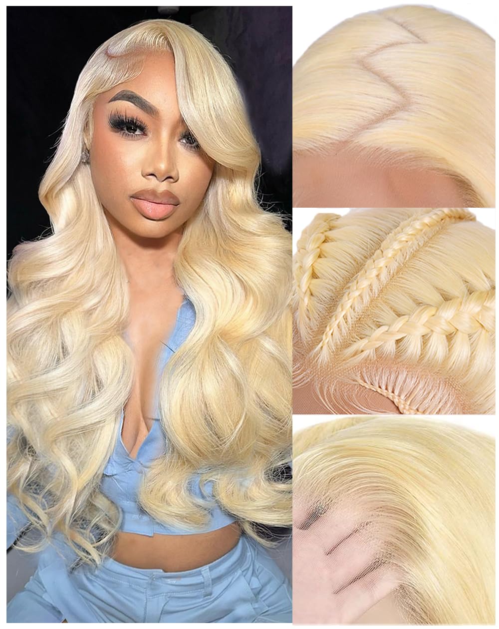 613 13x6 Lace Front Wig Human Hair 30 Inch 100% Real Blonde Wig Human Hair Body Wave HD Lace Front Wigs Human Hair 200 Density Easily Stained No Tangle Minimal Shedding Longer Life