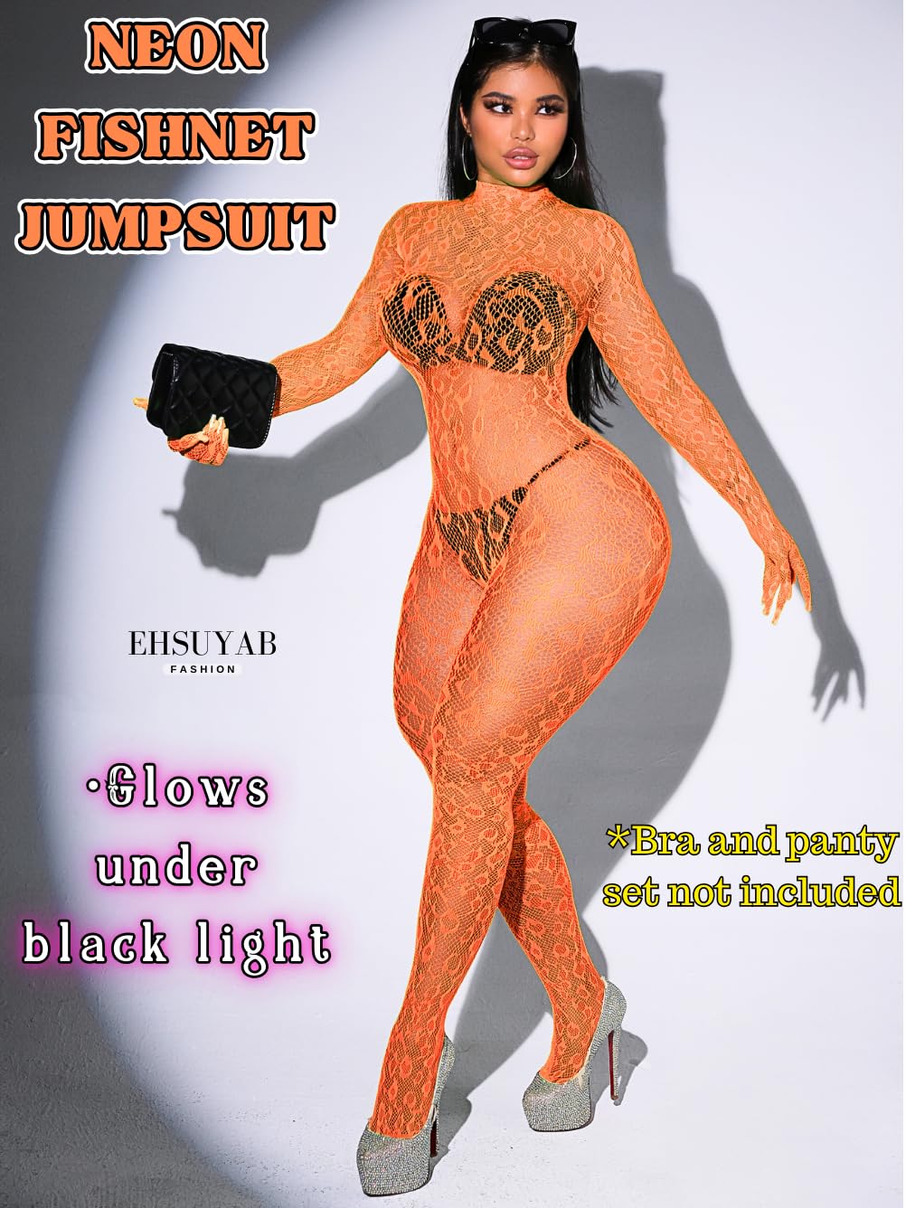 Sexy Lace Leopard Jumpsuit For Women, Fishnet Bodysuit Glow Party Club, Poster One Piece Mesh Full Body Rave Outfits