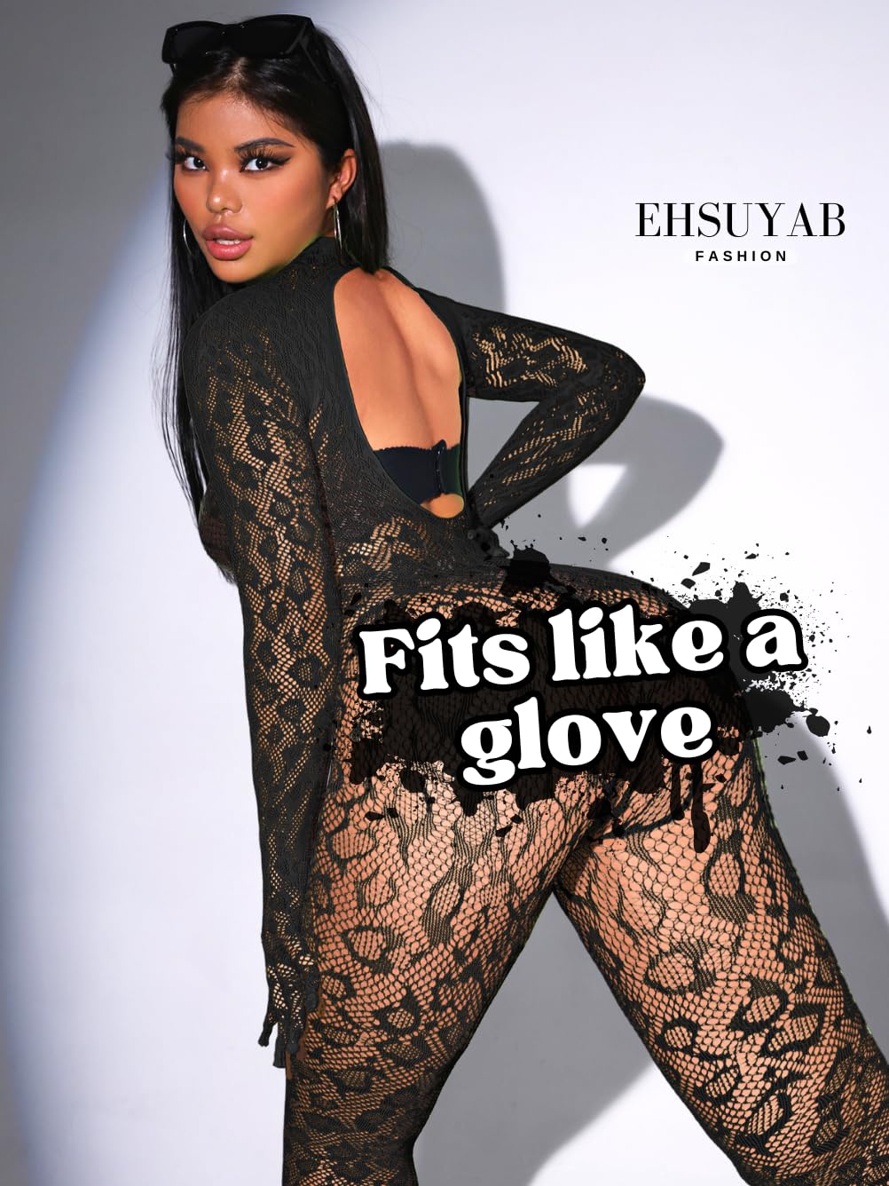 Sexy Lace Leopard Jumpsuit For Women, Fishnet Bodysuit Glow Party Club, Poster One Piece Mesh Full Body Rave Outfits