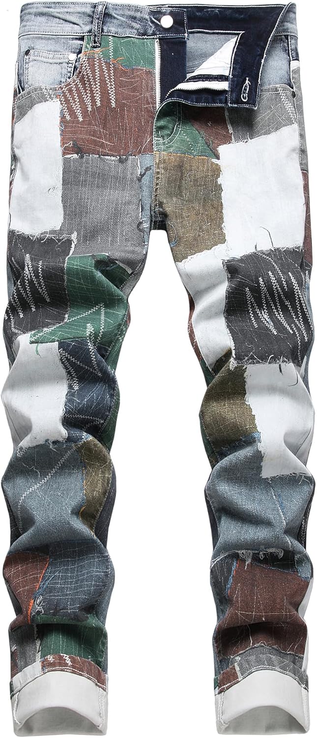 Men's Casual Stylish Straight Slim Fit Jeans Young Hiphop Skinny Denim Pants