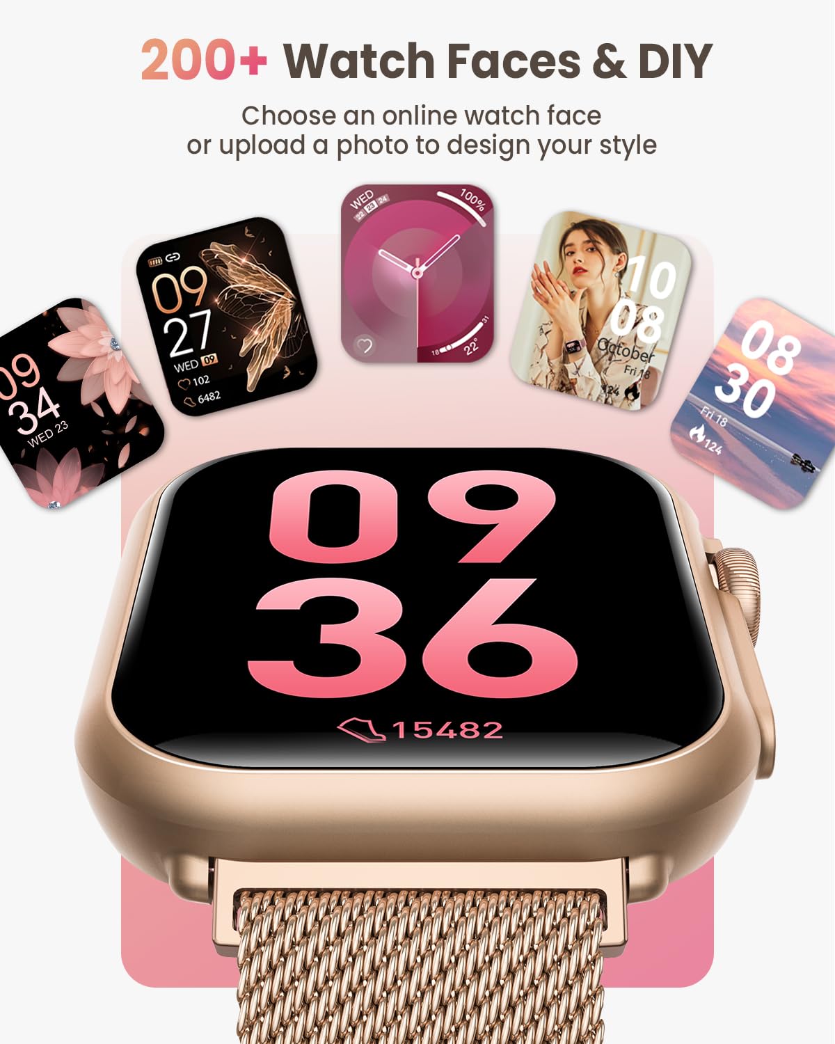 Smart Watch for Women for iPhone&Android: 100 Day+Battery Life, Smart watch(Answer/Make Calls) with 24/7 SpO2 Sleep Heart Rate Monitor,5ATM Waterproof,Fitness Tracker with 120+ Sport,Reloj Inteligente