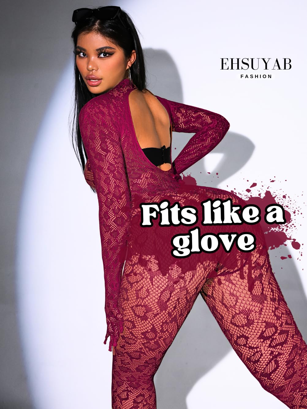 Sexy Lace Leopard Jumpsuit For Women, Fishnet Bodysuit Glow Party Club, Poster One Piece Mesh Full Body Rave Outfits