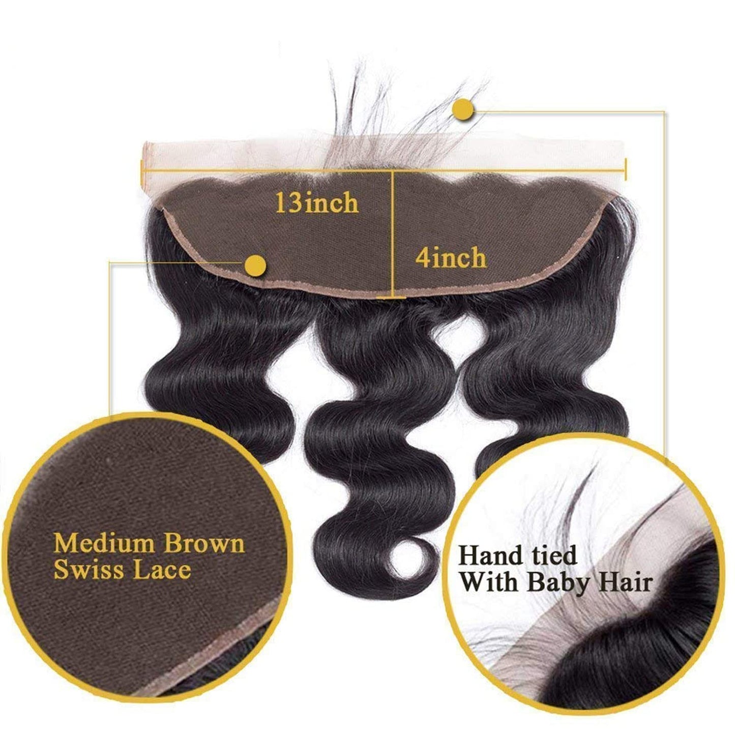 Hd Closure 5x5 Straight Closure 5x5 Transparent Lace Closure 12A Virgin Remy Human Hair Frontal Closure Pre Plucked With Baby Hair Natural Black Color(14inch)