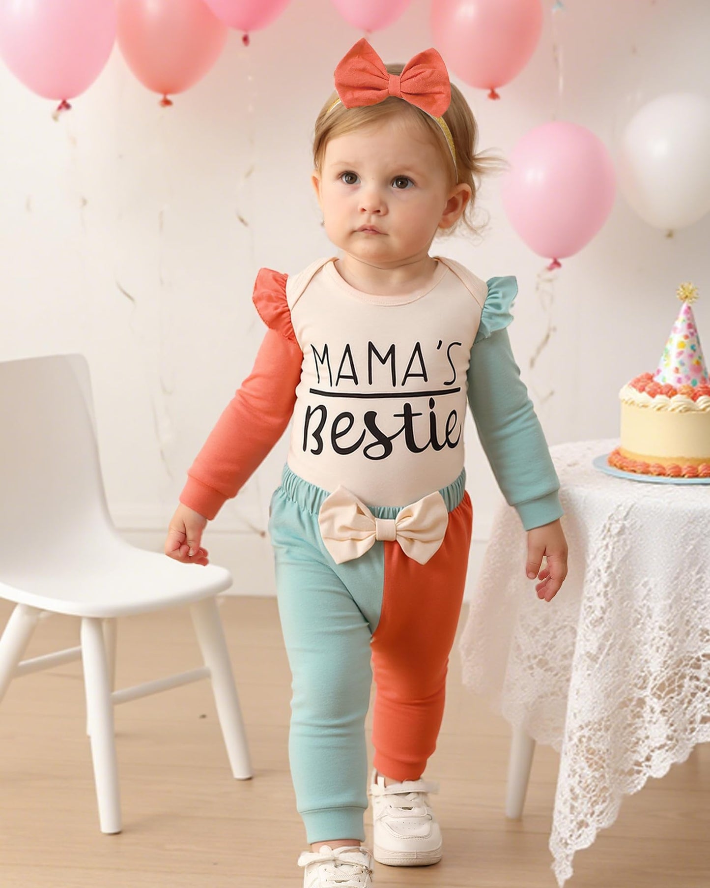 Mioglrie Baby Girl Clothes Newborn Girl Fall Winter Outfits Pants Set Preemie Clothing Headband 0 3 6 12 18 Months
