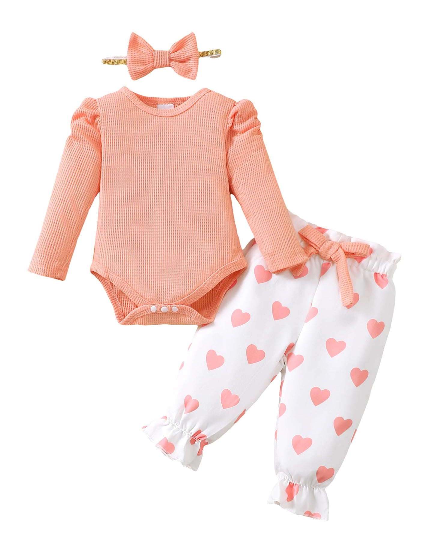 Mioglrie Baby Girl Clothes Newborn Girl Fall Winter Outfits Pants Set Preemie Clothing Headband 0 3 6 12 18 Months
