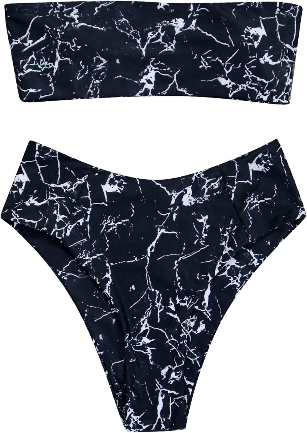 OMKAGI Women Bandeau Bikini Swimsuits Cheeky Off Shoulder Bathing Suit