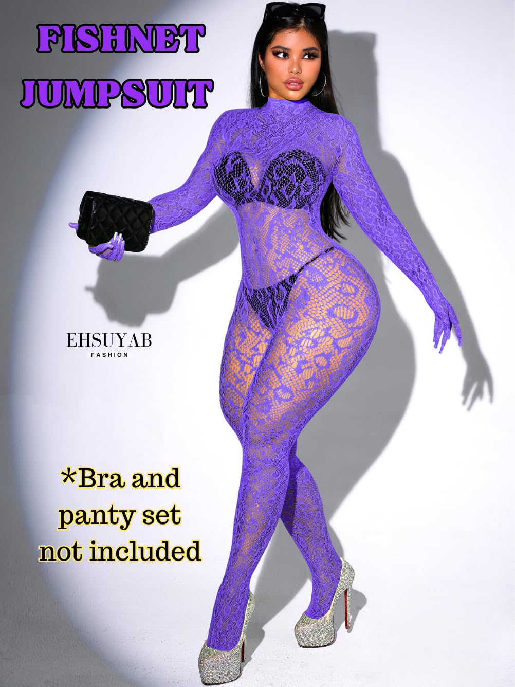 Sexy Lace Leopard Jumpsuit For Women, Fishnet Bodysuit Glow Party Club, Poster One Piece Mesh Full Body Rave Outfits