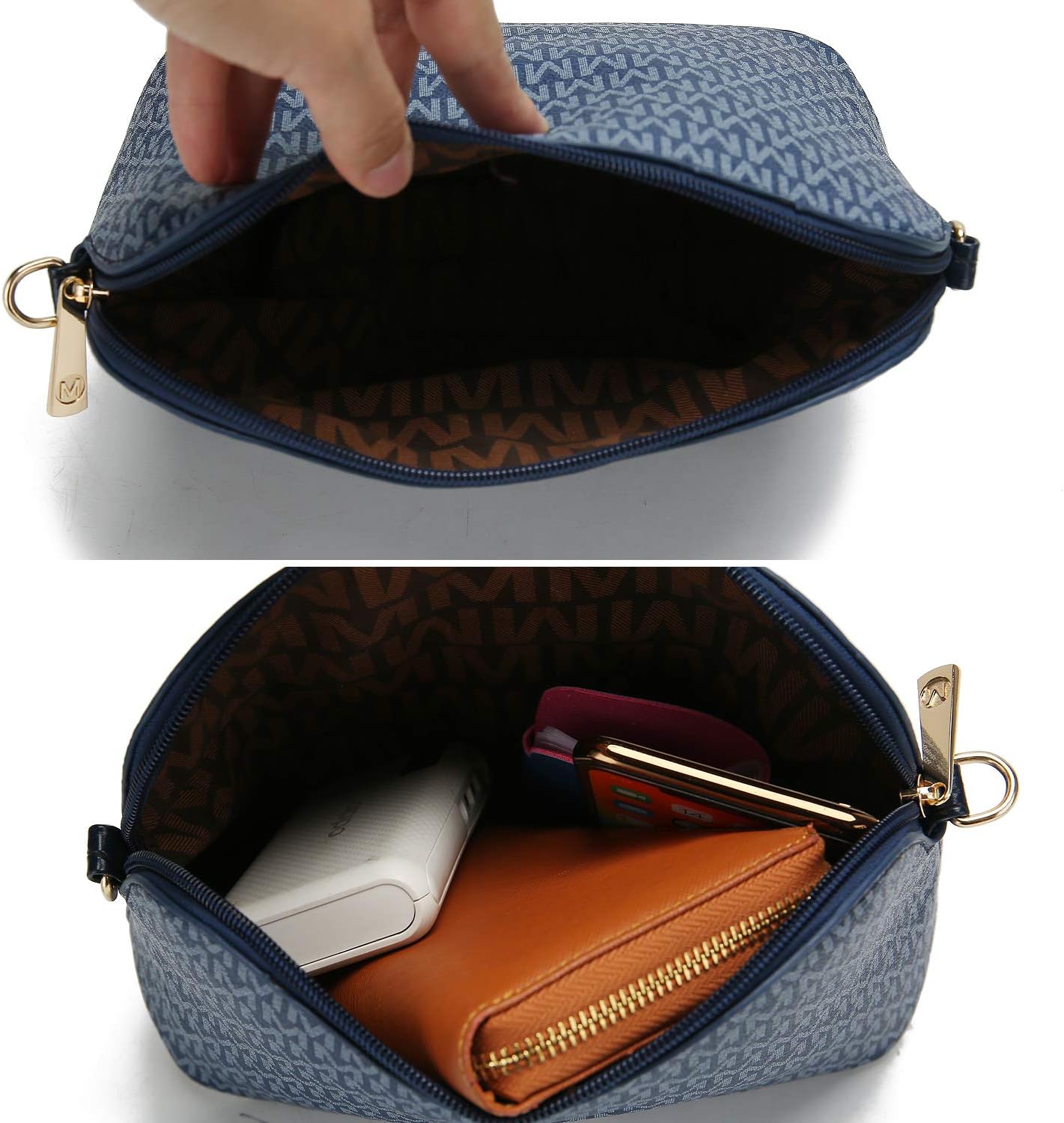 MKF Collection Shoulder Bag for Women, Crossbody Purse & Wristlet: PU Leather Satchel Pocketbook 3 PCs Handbag Set