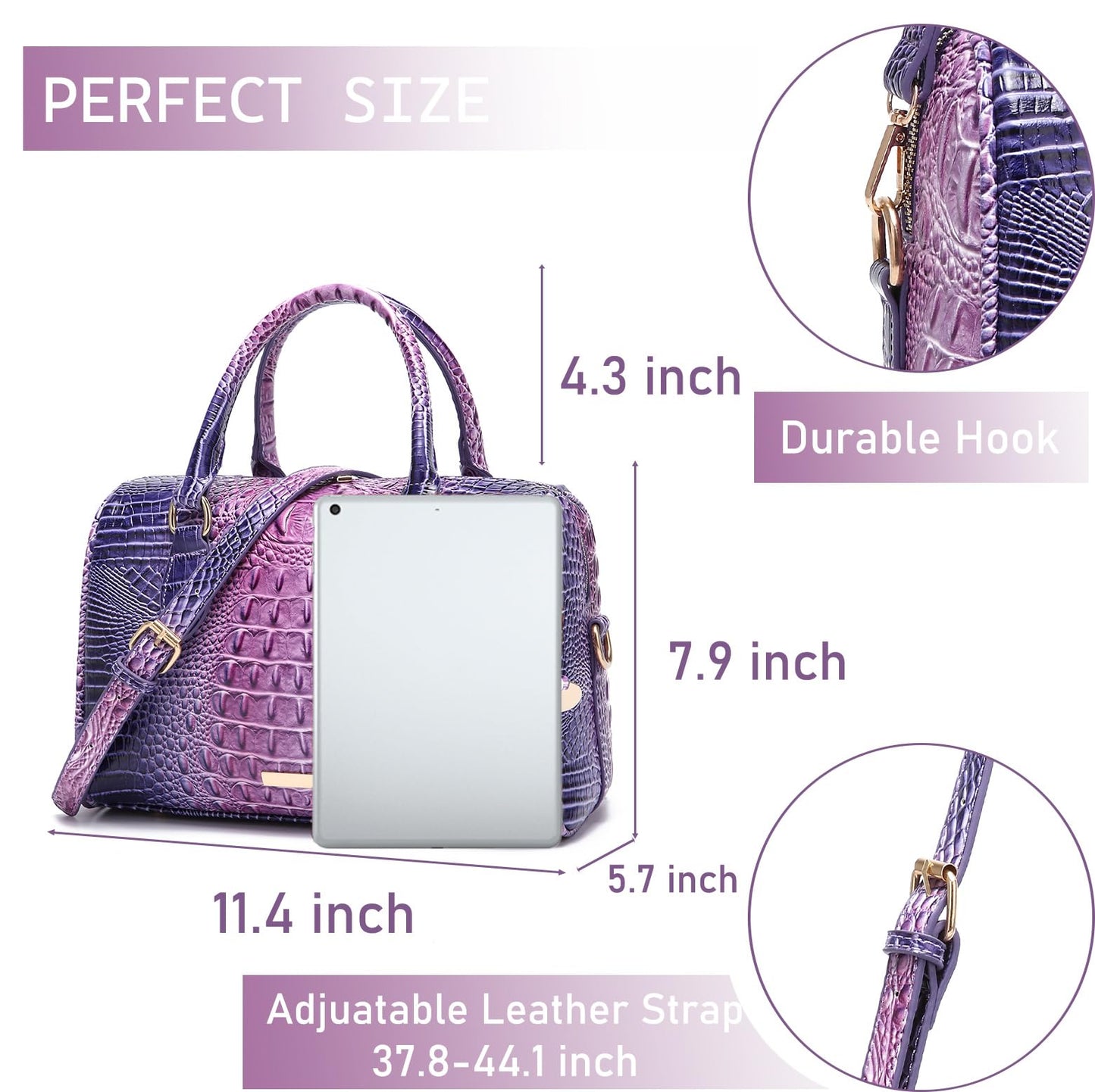 Top-Handle Crocodile Purses For Women Crossbody Leather Bags Trendy Large Capacity Tote with Shoulder Strap