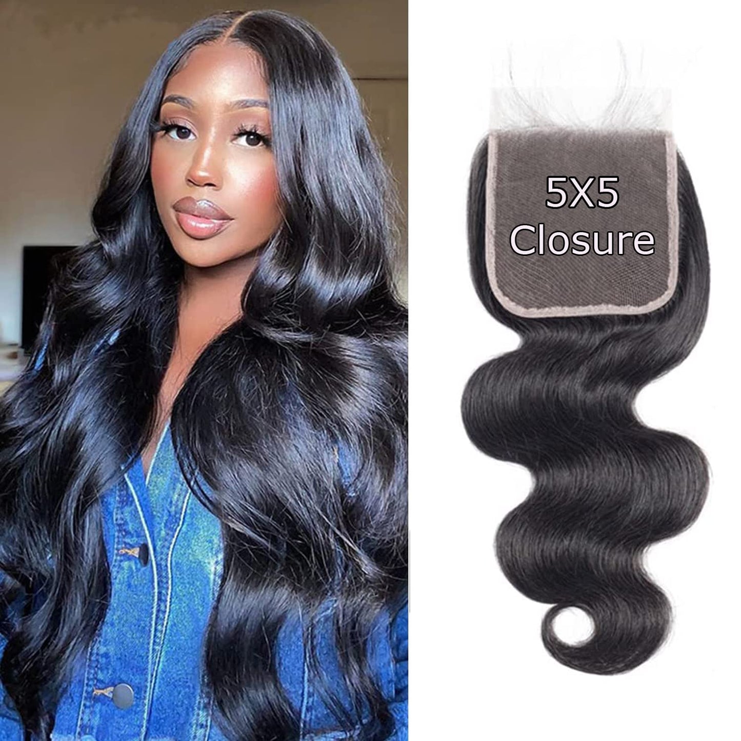 Hd Closure 5x5 Straight Closure 5x5 Transparent Lace Closure 12A Virgin Remy Human Hair Frontal Closure Pre Plucked With Baby Hair Natural Black Color(14inch)