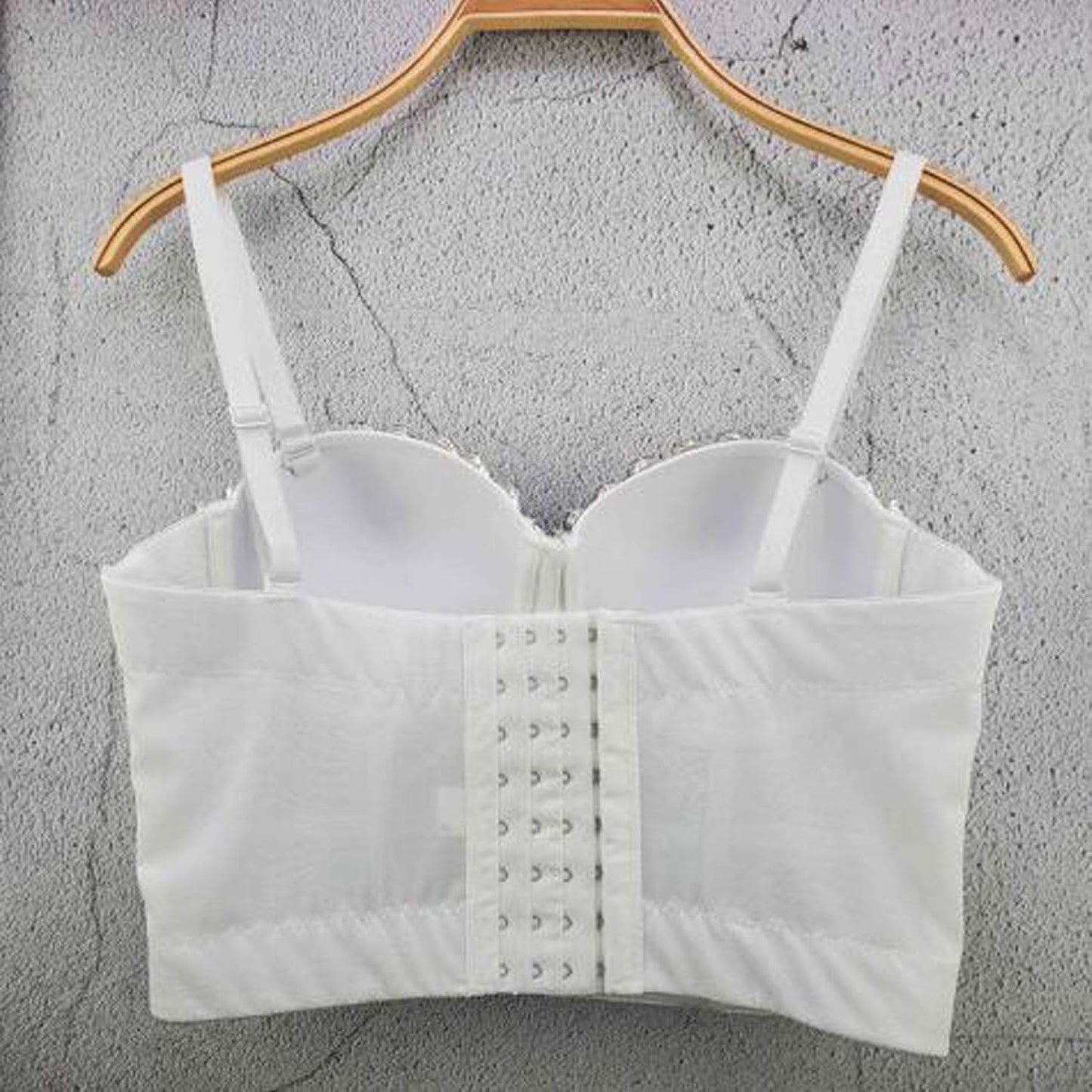 Women's Handmade Rhinestone Diamond Push up Bustier Crop Top Punk Corset Bra Vest