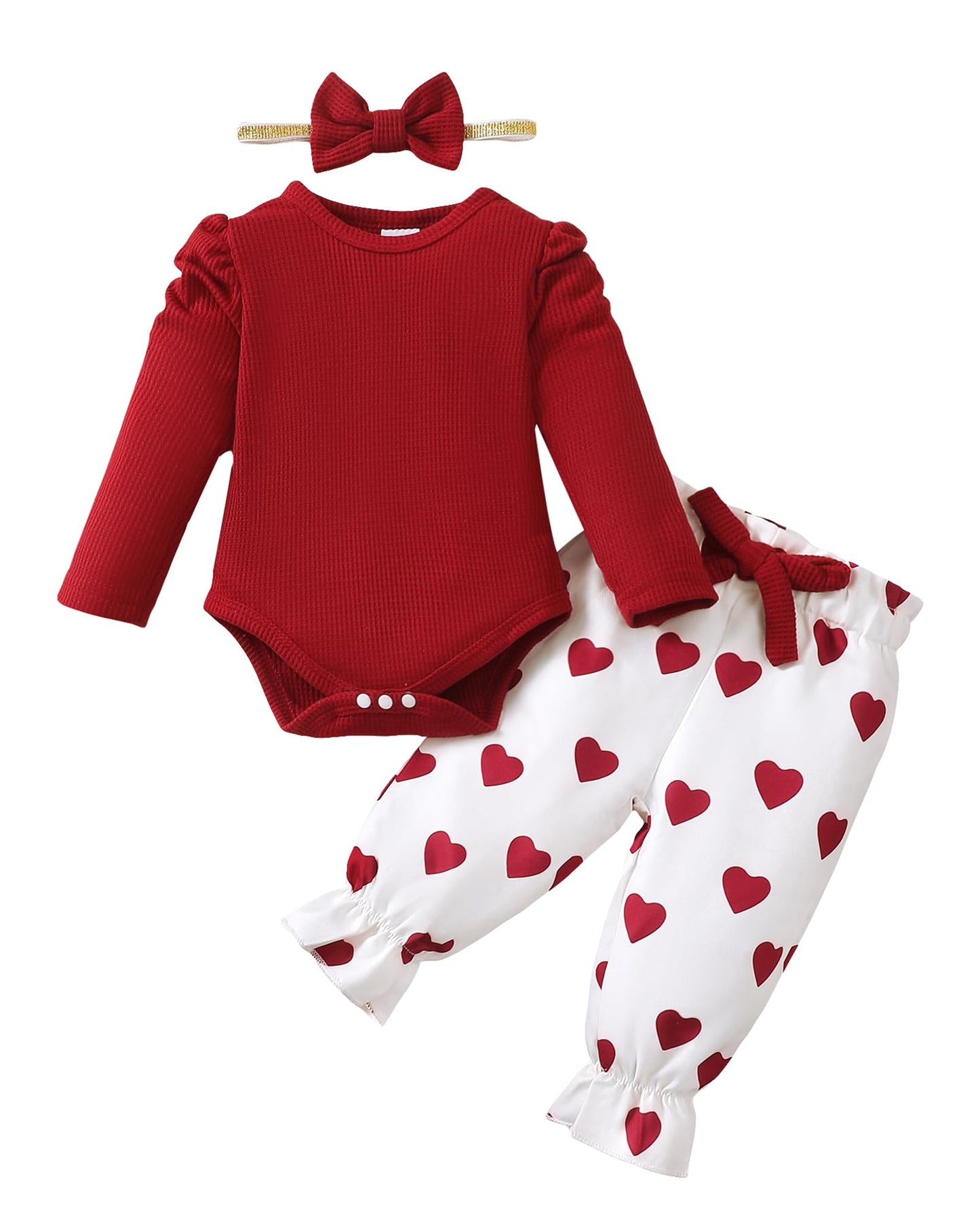 Mioglrie Baby Girl Clothes Newborn Girl Fall Winter Outfits Pants Set Preemie Clothing Headband 0 3 6 12 18 Months