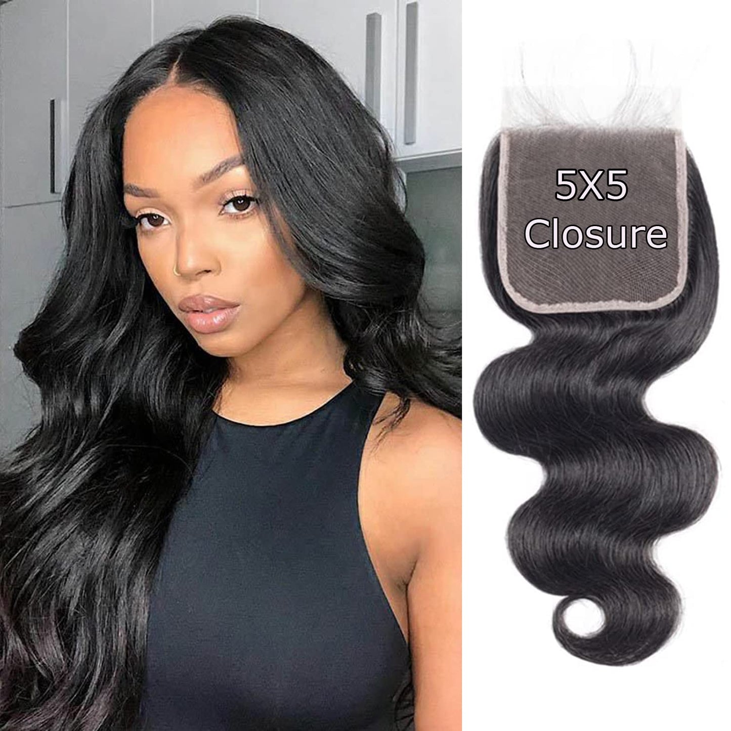 Hd Closure 5x5 Straight Closure 5x5 Transparent Lace Closure 12A Virgin Remy Human Hair Frontal Closure Pre Plucked With Baby Hair Natural Black Color(14inch)