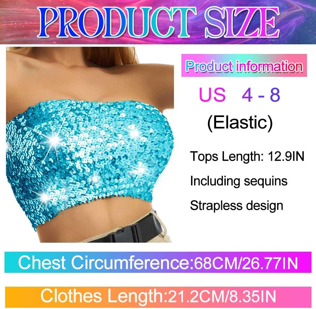Nicute Sequin Tube Top Sparkly Crop Tops for Women