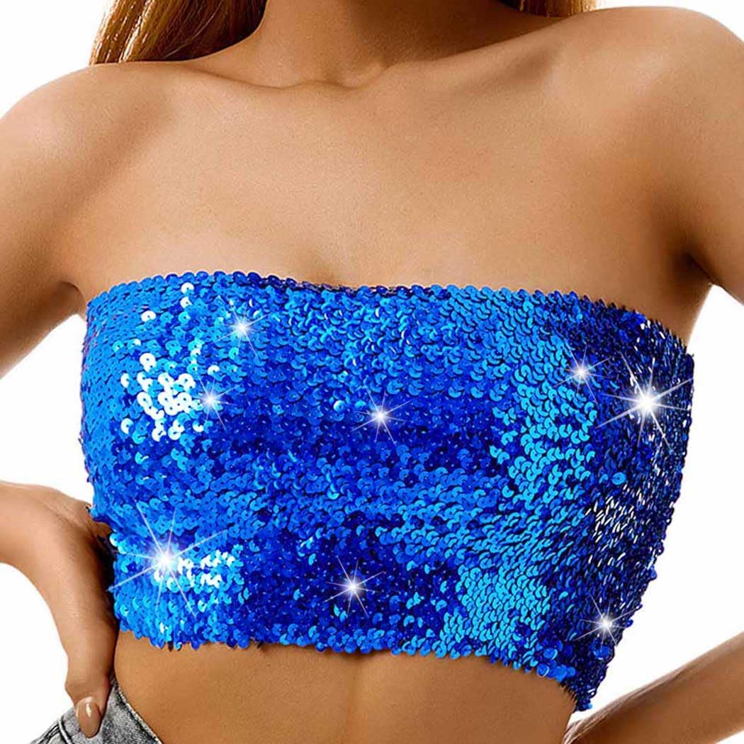 Nicute Sequin Tube Top Sparkly Crop Tops for Women