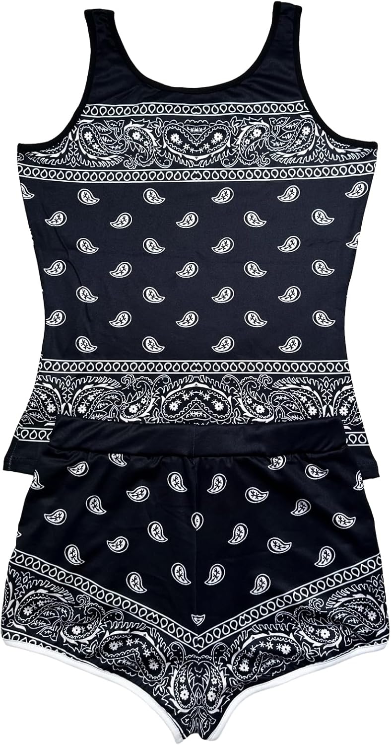 Women’s 2 Piece Pajama Set Novelty Sleeveless Tank Top and Shorts with Animal Print Comfortable Sleepwear