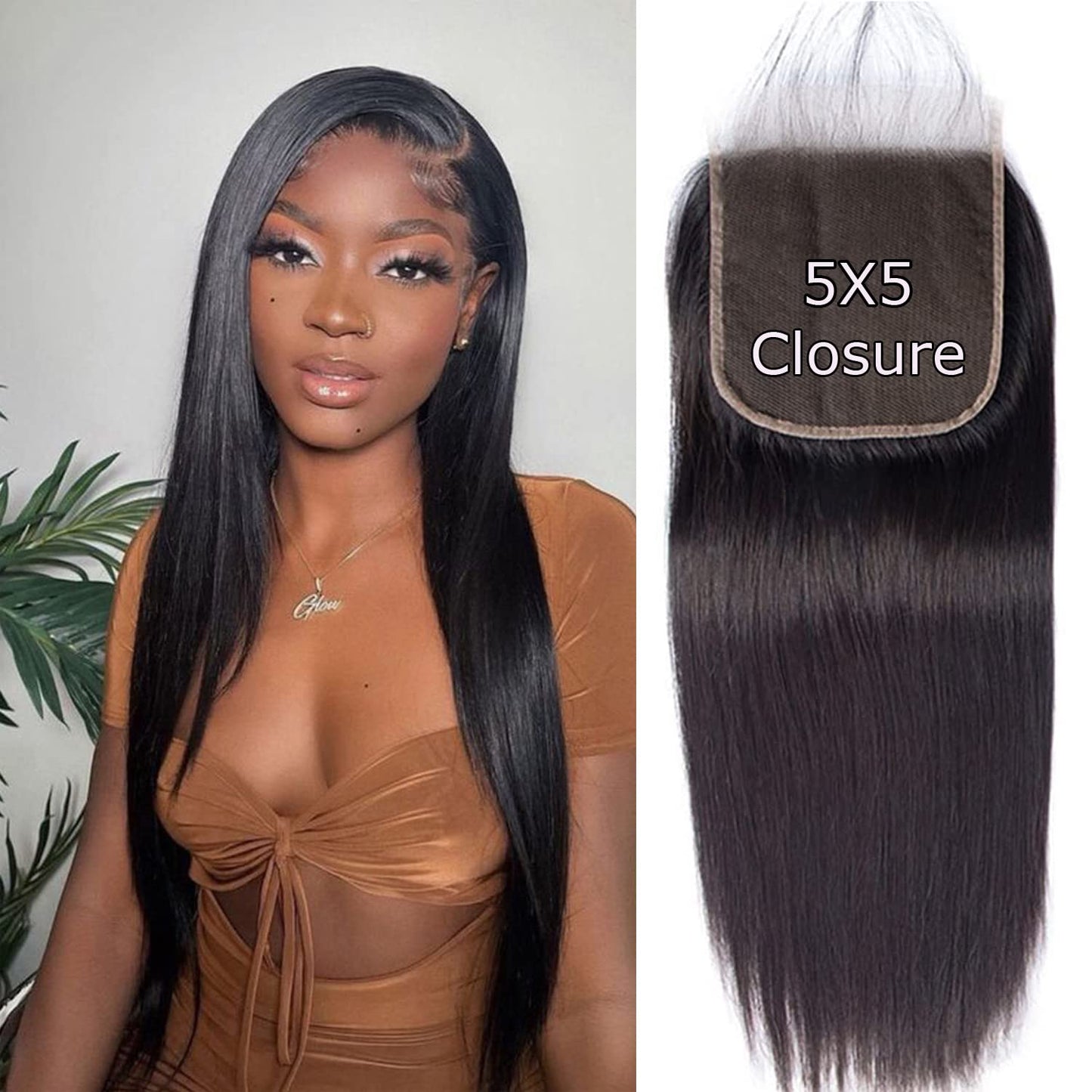 Hd Closure 5x5 Straight Closure 5x5 Transparent Lace Closure 12A Virgin Remy Human Hair Frontal Closure Pre Plucked With Baby Hair Natural Black Color(14inch)