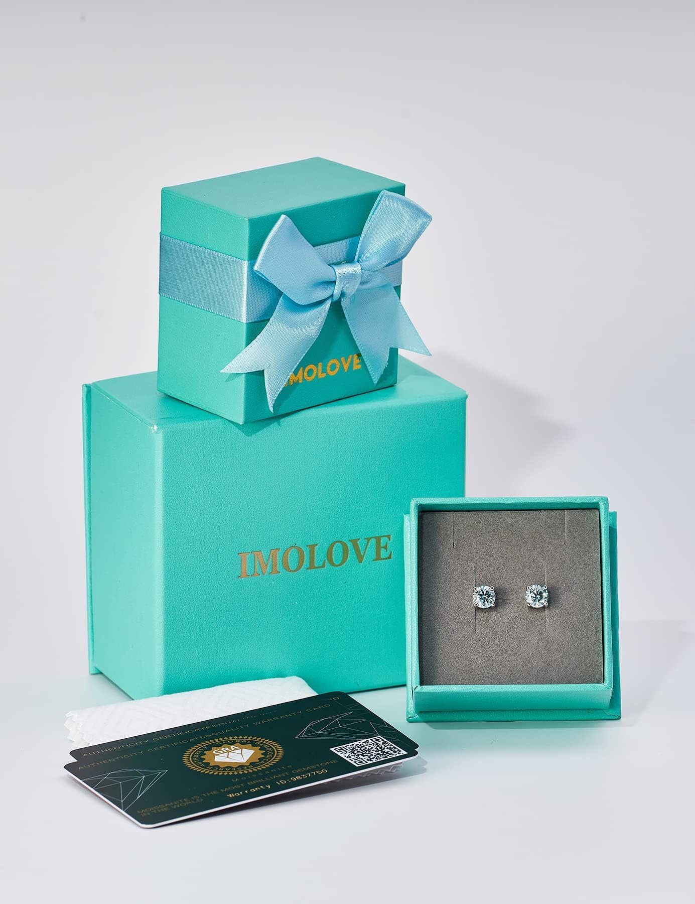 IMOLOVE Moissanite Stud Earrings for Women in Sterling Silver Hypoallergenic 1-3CT D Color Round Cut Moissante Earrings