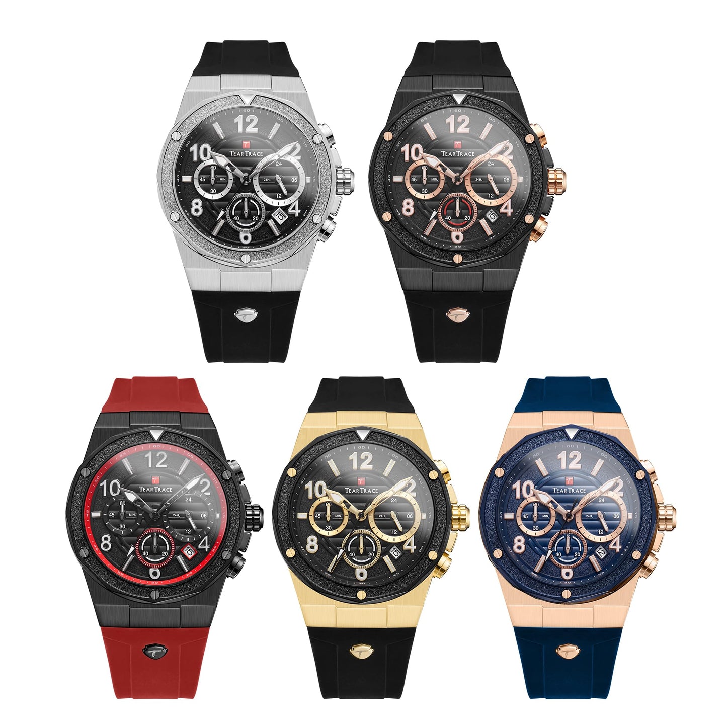 Watches for Men Analog Quartz Waterproof Sport Men’s Watch Tonneau Chronograph Luminous Fashionable Unique Casual Watch with Silicone Strap