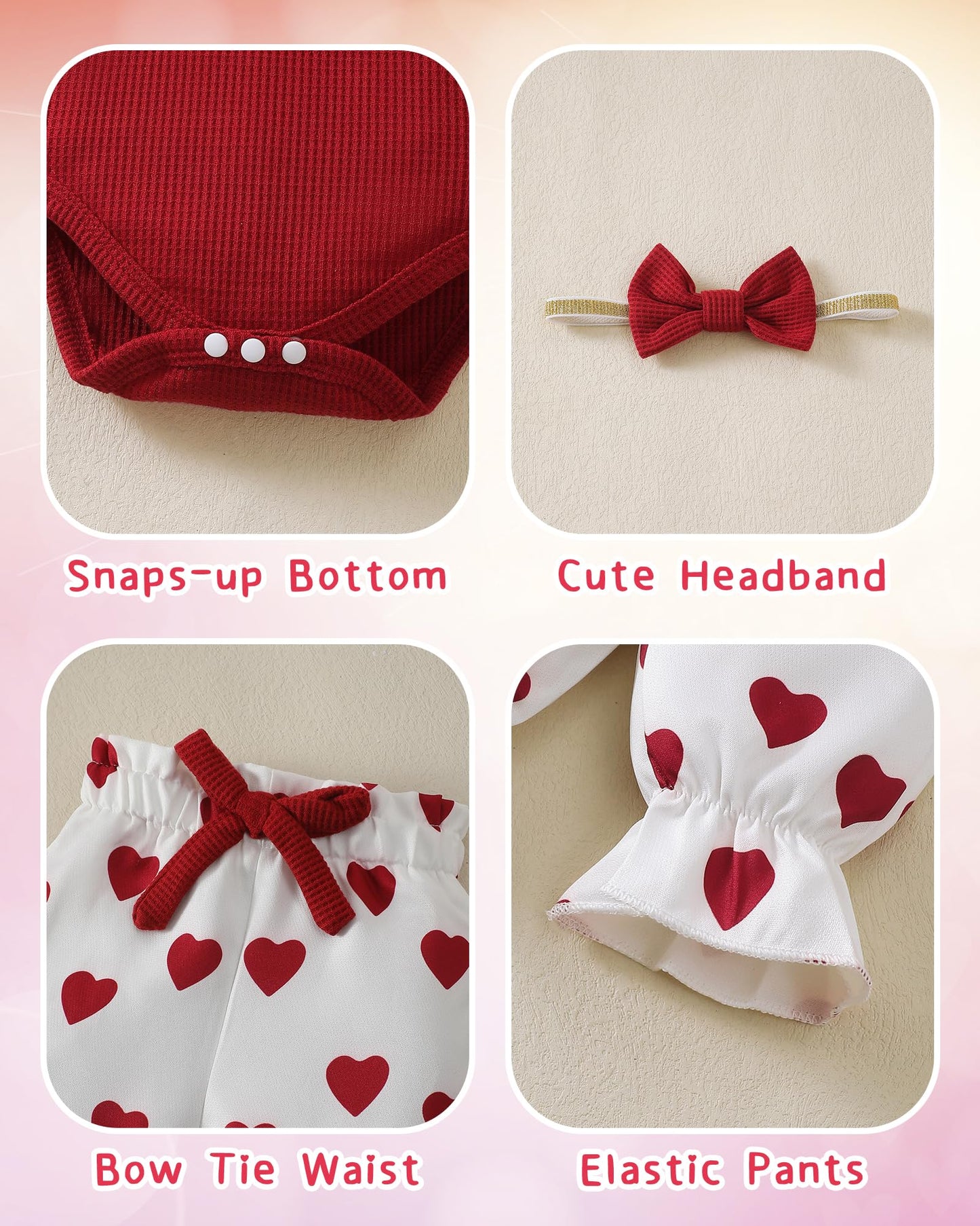 Mioglrie Baby Girl Clothes Newborn Girl Fall Winter Outfits Pants Set Preemie Clothing Headband 0 3 6 12 18 Months