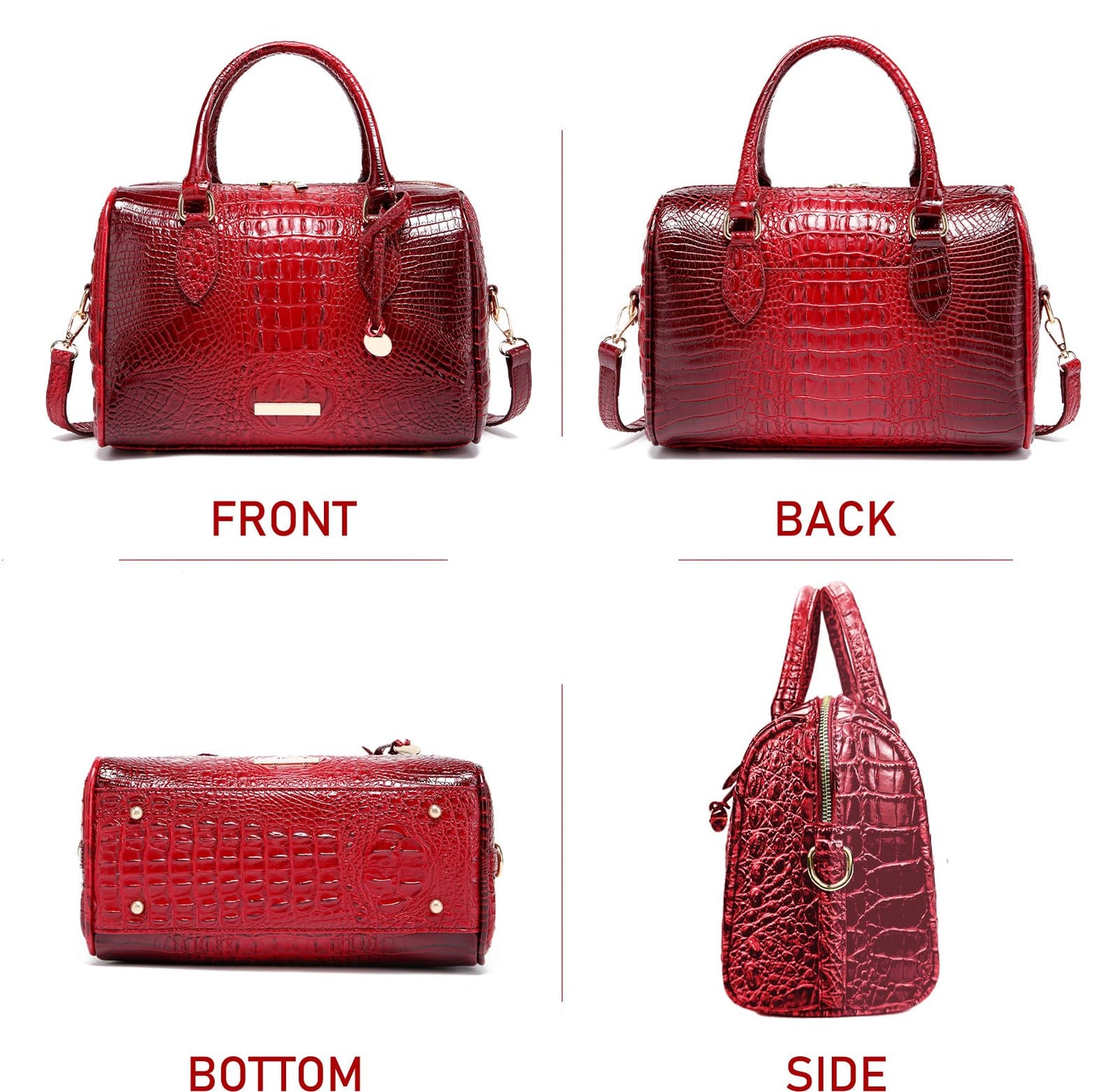 Top-Handle Crocodile Purses For Women Crossbody Leather Bags Trendy Large Capacity Tote with Shoulder Strap