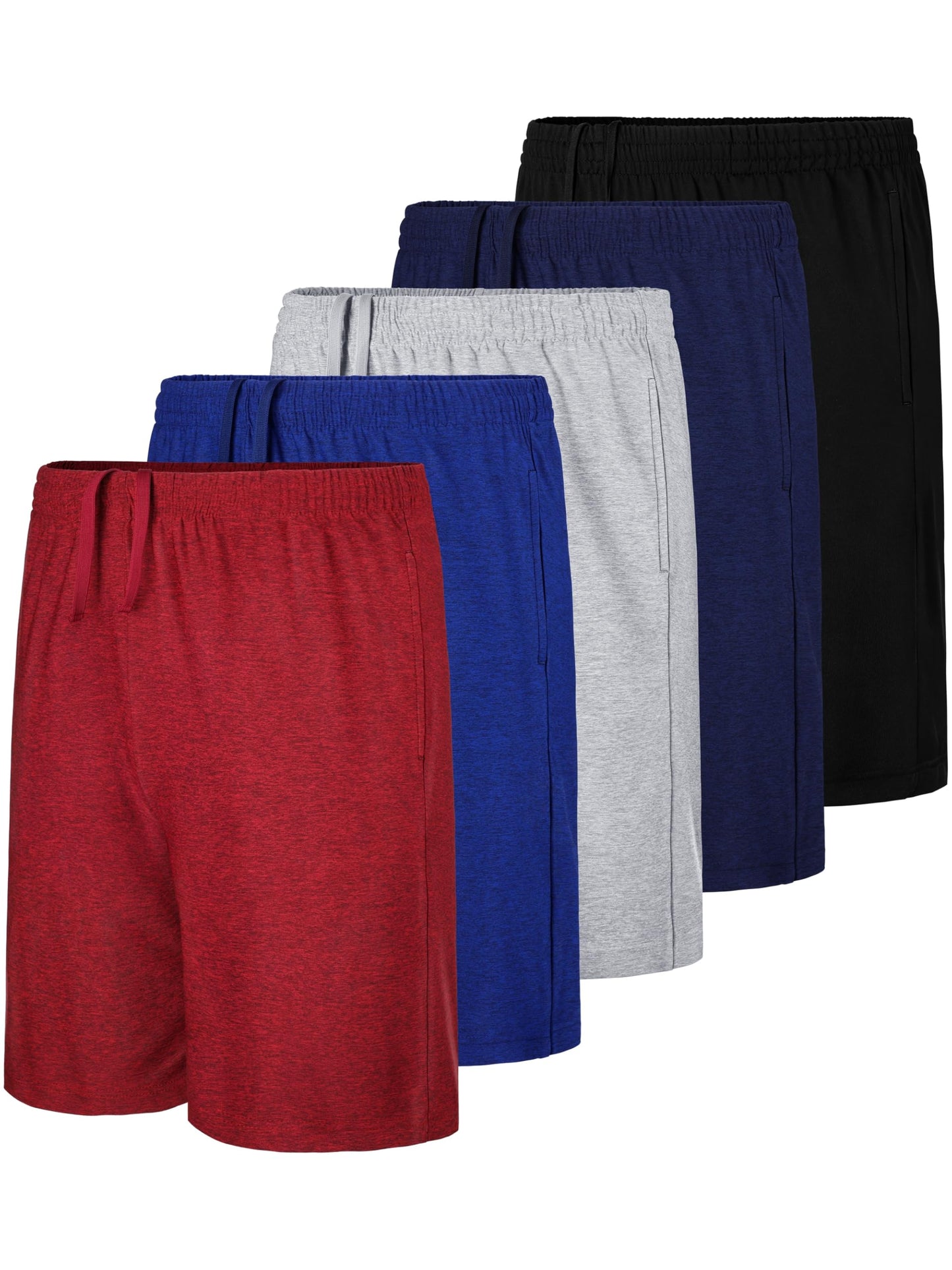 QWE 5 Pack Boys Athletic Shorts Kids Youth Basketball with Pockets Dry-Fit Active Soccer Gym Shorts