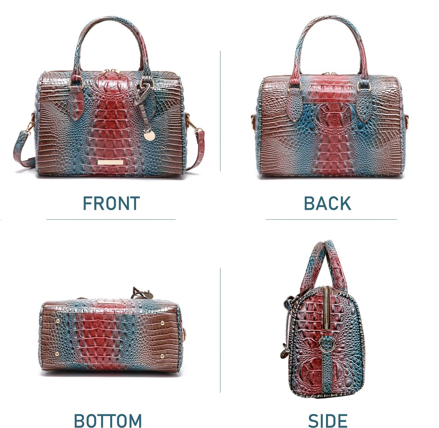 Top-Handle Crocodile Purses For Women Crossbody Leather Bags Trendy Large Capacity Tote with Shoulder Strap