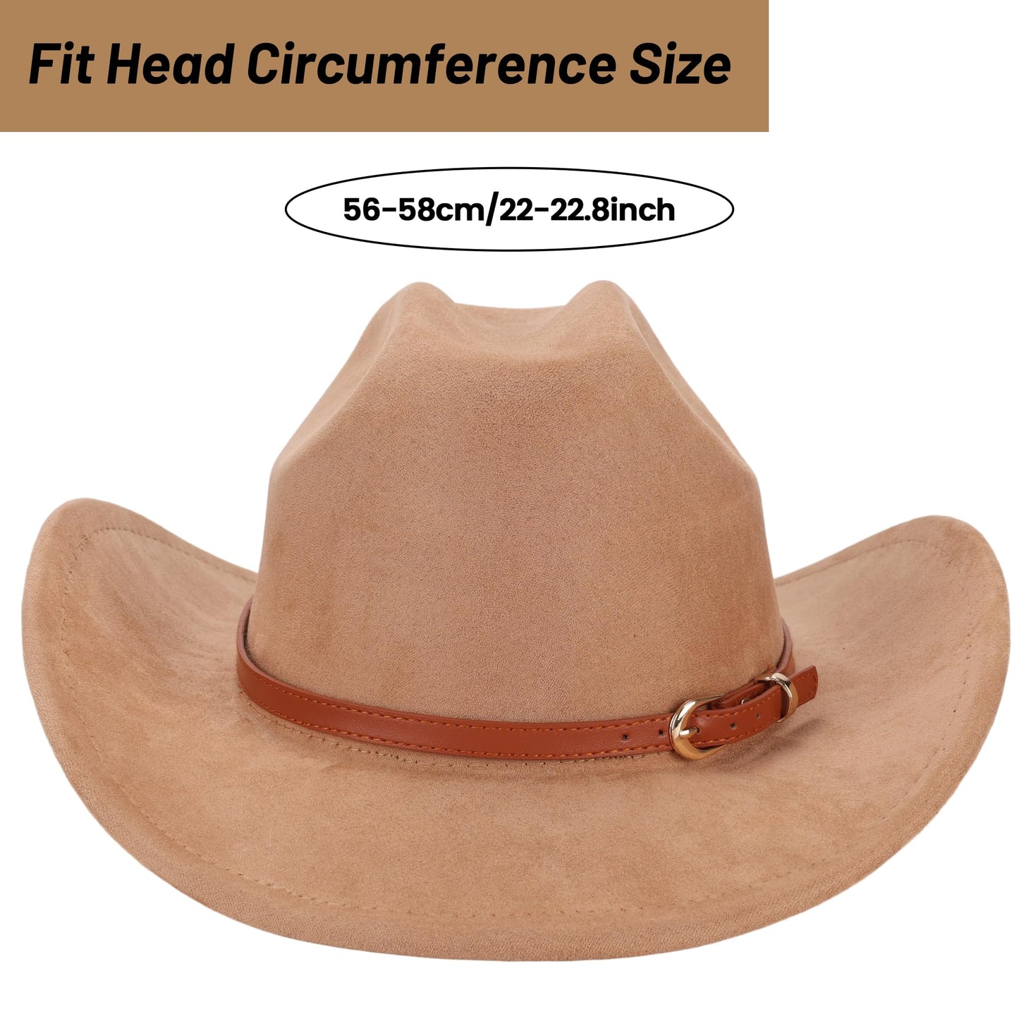 Ibeauti Cowboy Hat with Fringed Bandana Set for Women Wide Brim Western Cowgirl Hat Paisley Head Wrap Scarf