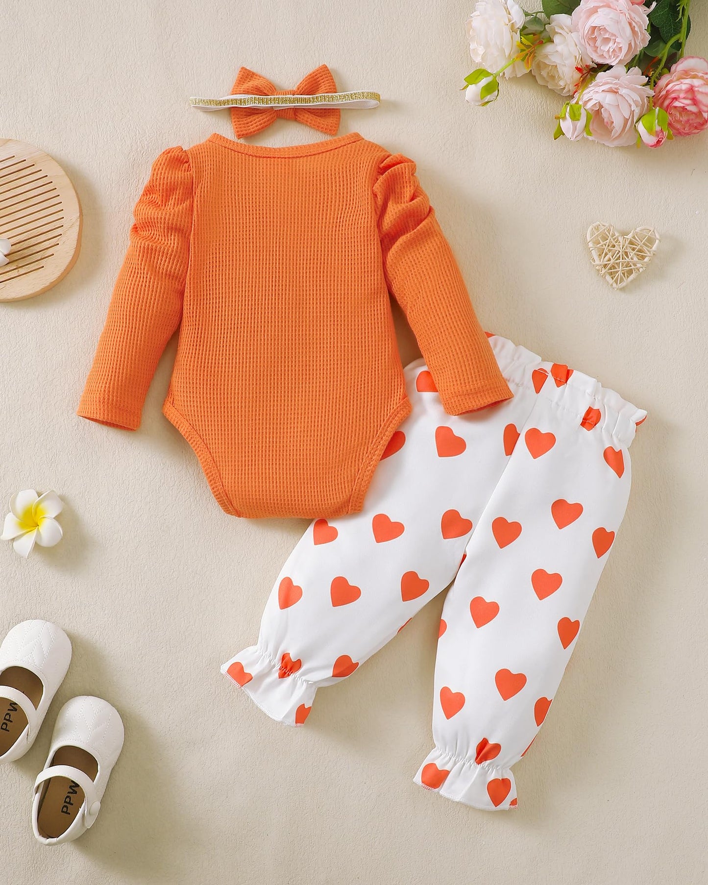 Mioglrie Baby Girl Clothes Newborn Girl Fall Winter Outfits Pants Set Preemie Clothing Headband 0 3 6 12 18 Months
